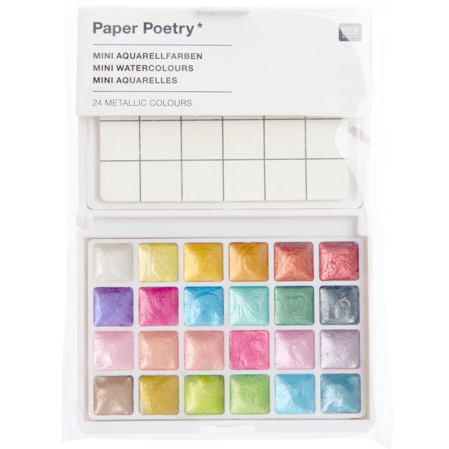 Mini Aquarellfarbkasten Metallic 24 Farben von Rico Design
