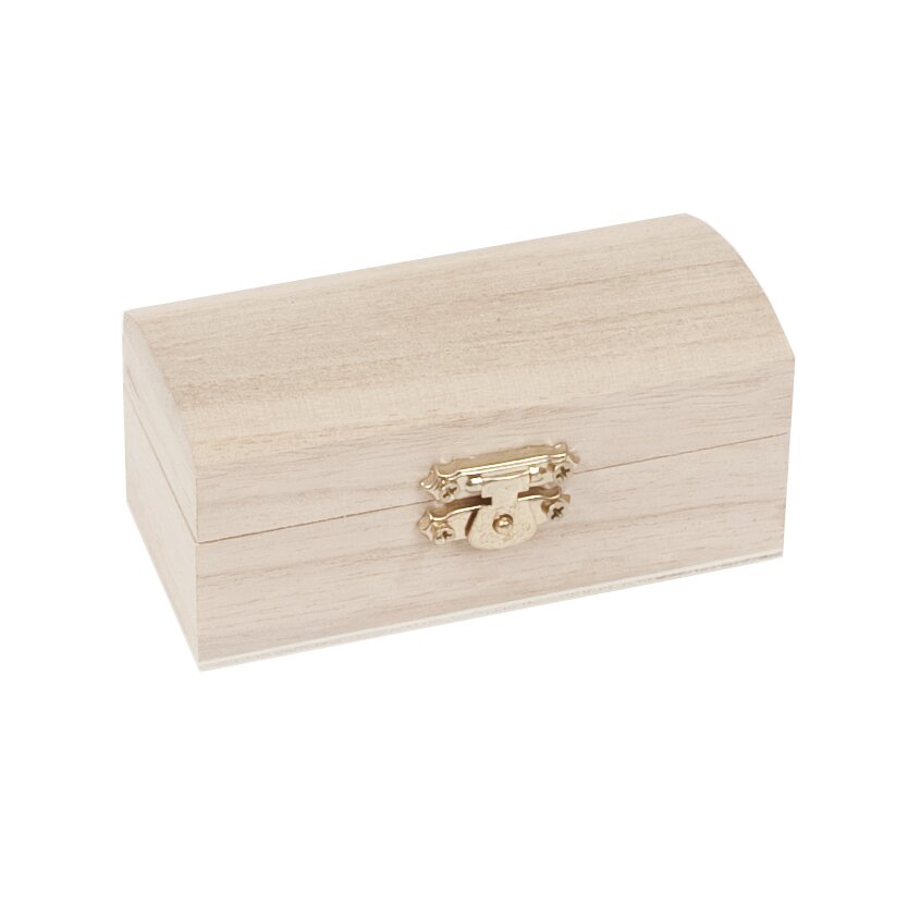 Schatulle 17x8,5x8cm aus Holz mit goldfarbenem Verschluss, ideal zur Aufbewahrung kleiner Gegenstände.