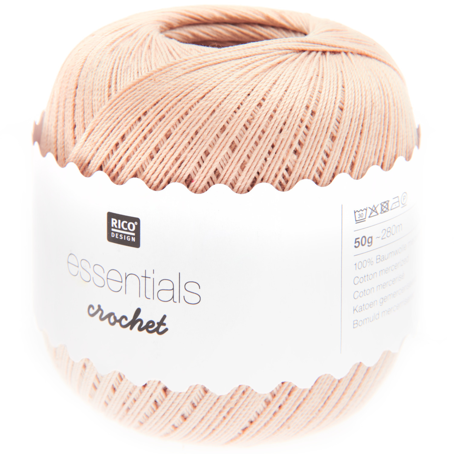 Essentials Crochet: Hochwertiges Häkelgarn in Nude von Rico Design, 50g, 280m Länge. Ideal für kreative Projekte.