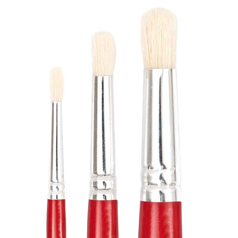 Art School Borsten Schablonierpinsel lang Pinselgröße 6 von Rico Design Art School Borsten Schablonierpinsel lang von Rico Design, rote Griffe, drei Pinselgrößen.