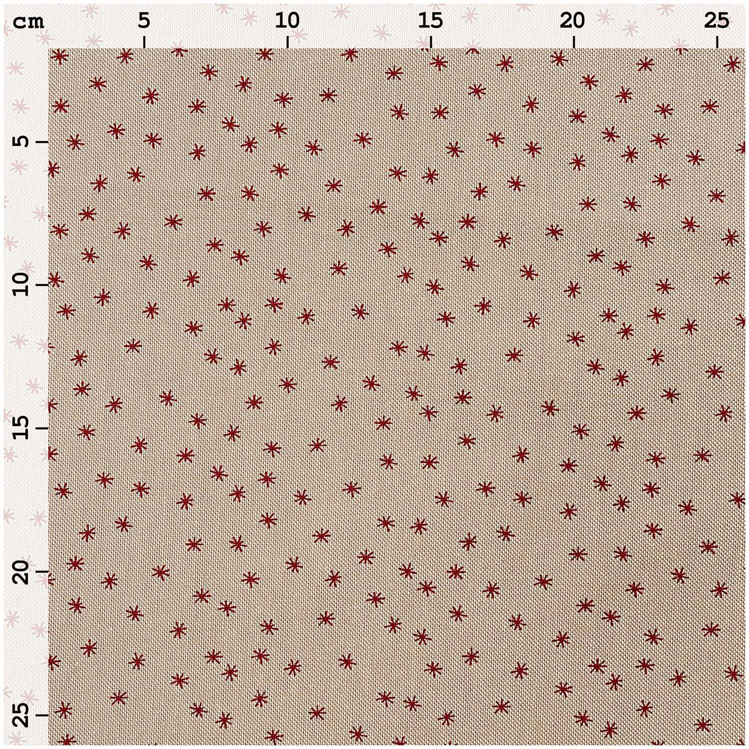 Stoff Sterne natur-rot 140cm breit von Rico Design