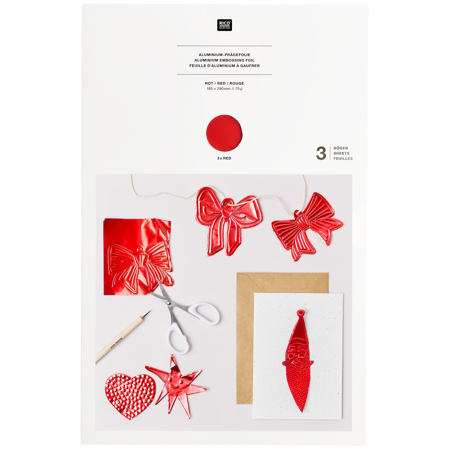 Prägefolie 3 Stück Farbe Rot von Rico Design