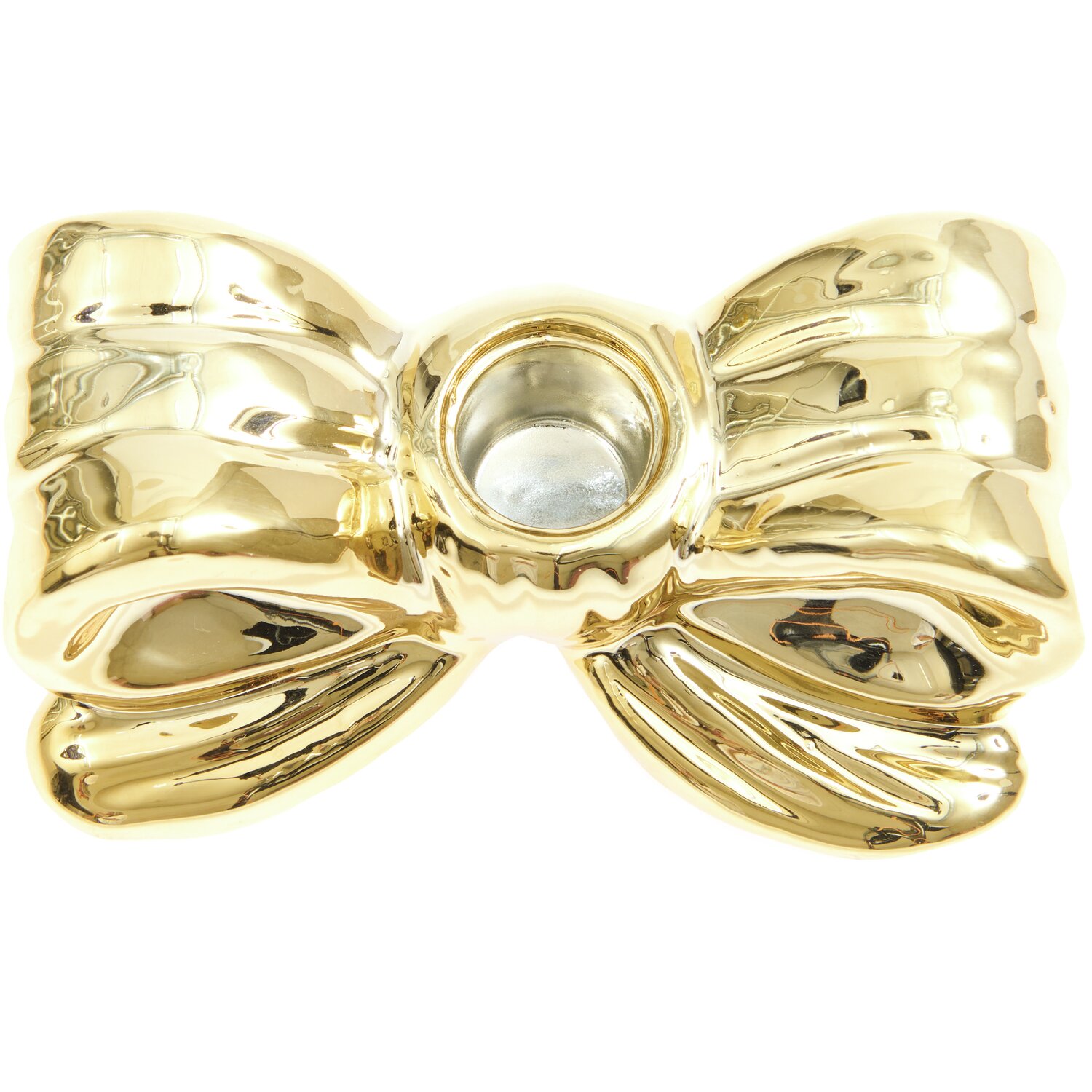 Porzellan Kerzenhalter Schleife  5x12,3x6,3cm Farbe Gold von Rico Design