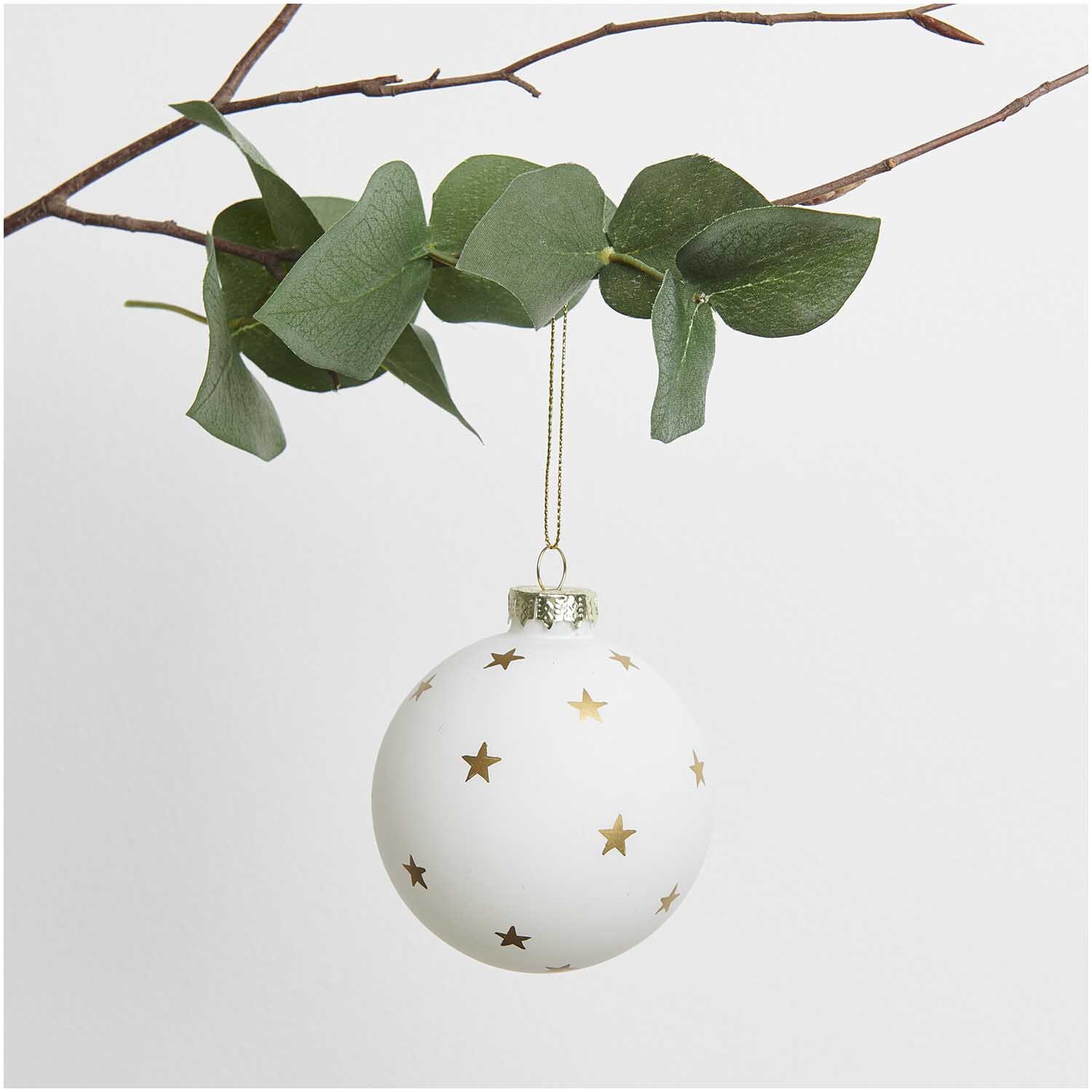 Glaskugel Baumschmuck mit Sterne gold Ø 8cm Glaskugel Baumschmuck mit Sterne gold Ø 8cm