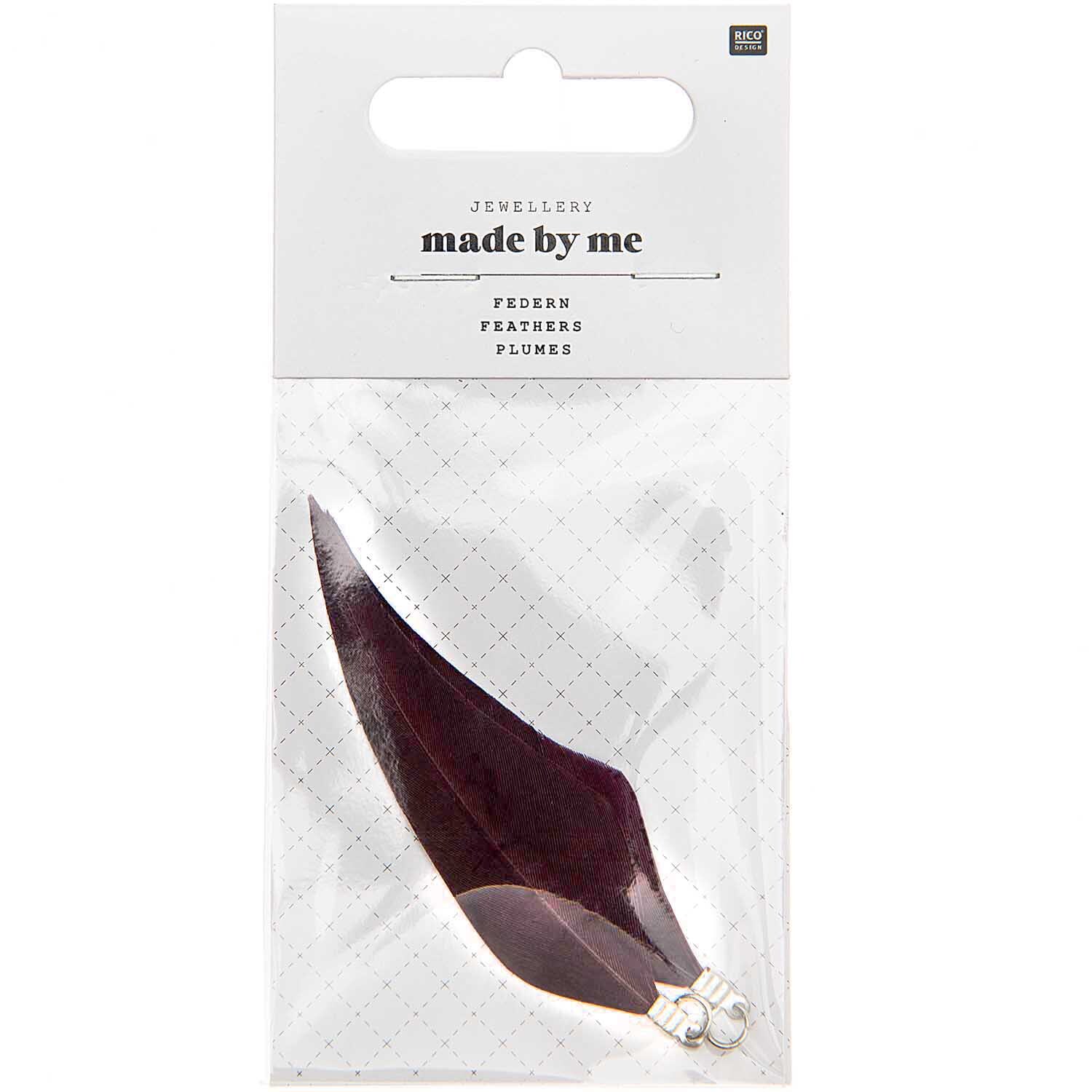 Federn mit Öse 2 Stück Farbe Pebble von Rico Design