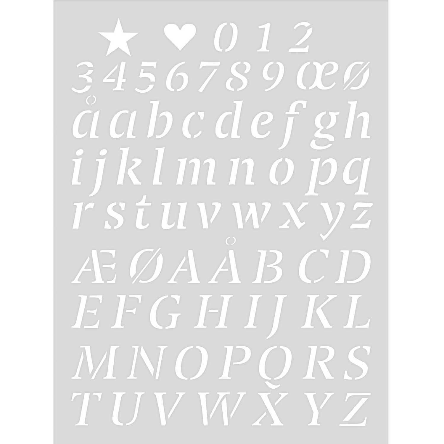 Schablone Alphabet 2 18,5x24,5cm selbstklebend Schablone Alphabet 2 18,5x24,5cm selbstklebend