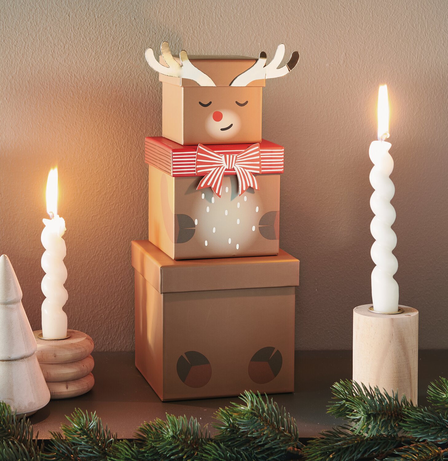 Geschenkboxen-Set Rentier 5-teilig von Rico Design