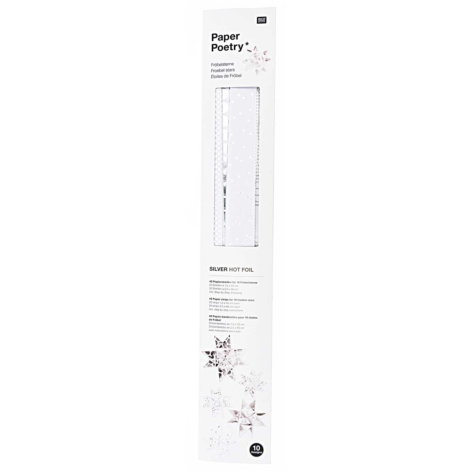 Paper Poetry Fröbelstreifen Graphic weiß-silber 40 Stück