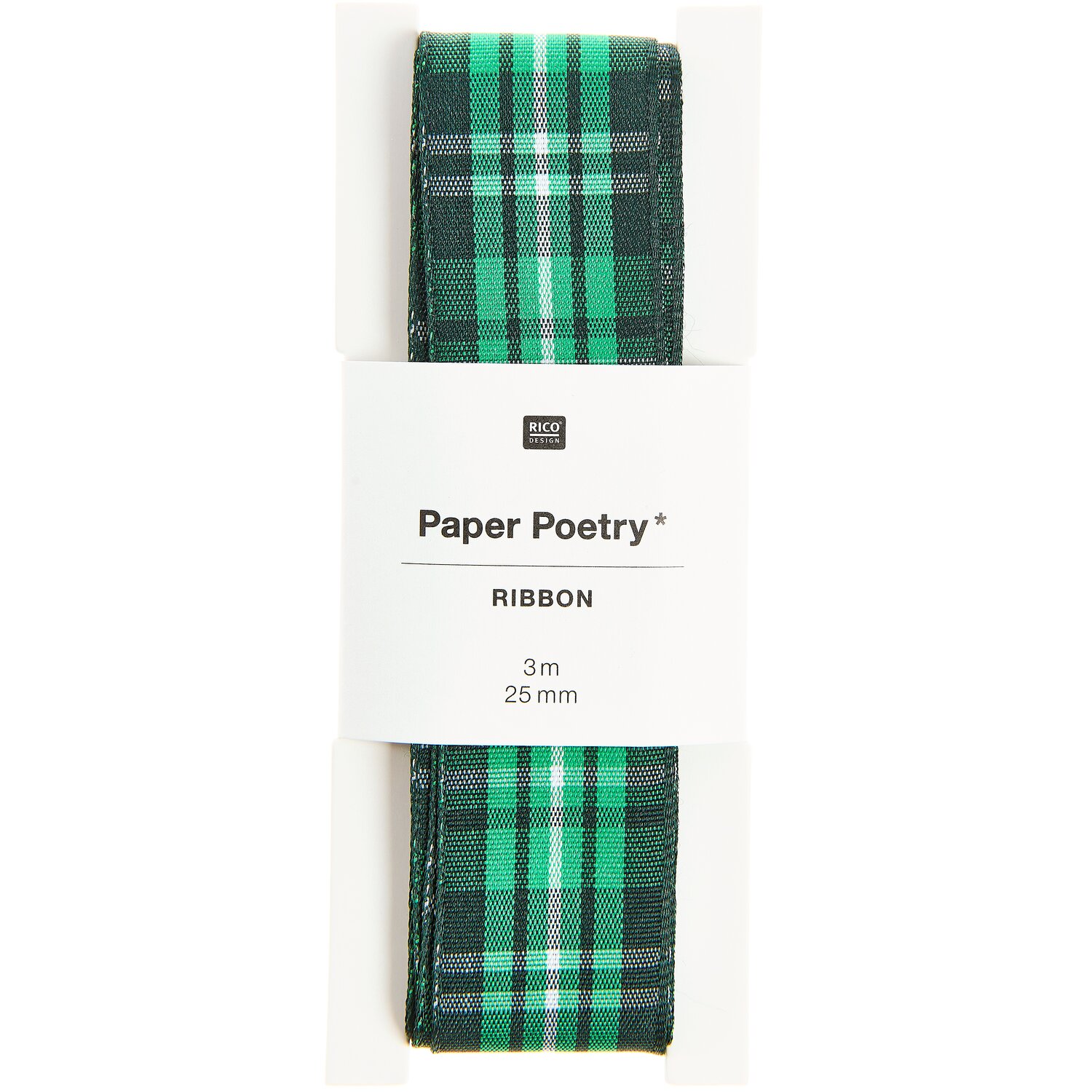 Paper Poetry Karoband Grün-Schwarz-Weiß von Rico Design
