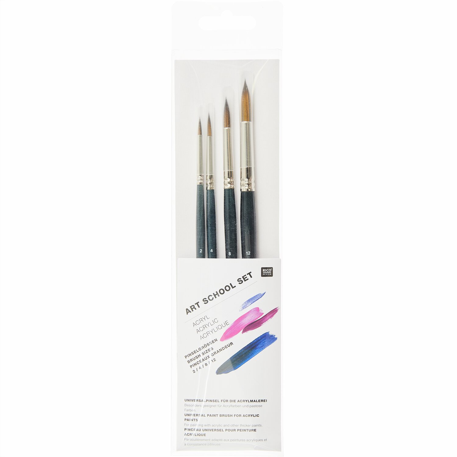 Pinsel Art School Acryl Set 4-teilig von Rico Design Pinsel Art School Acryl Set, 4-teilig von Rico Design, ideal für präzises Malen.