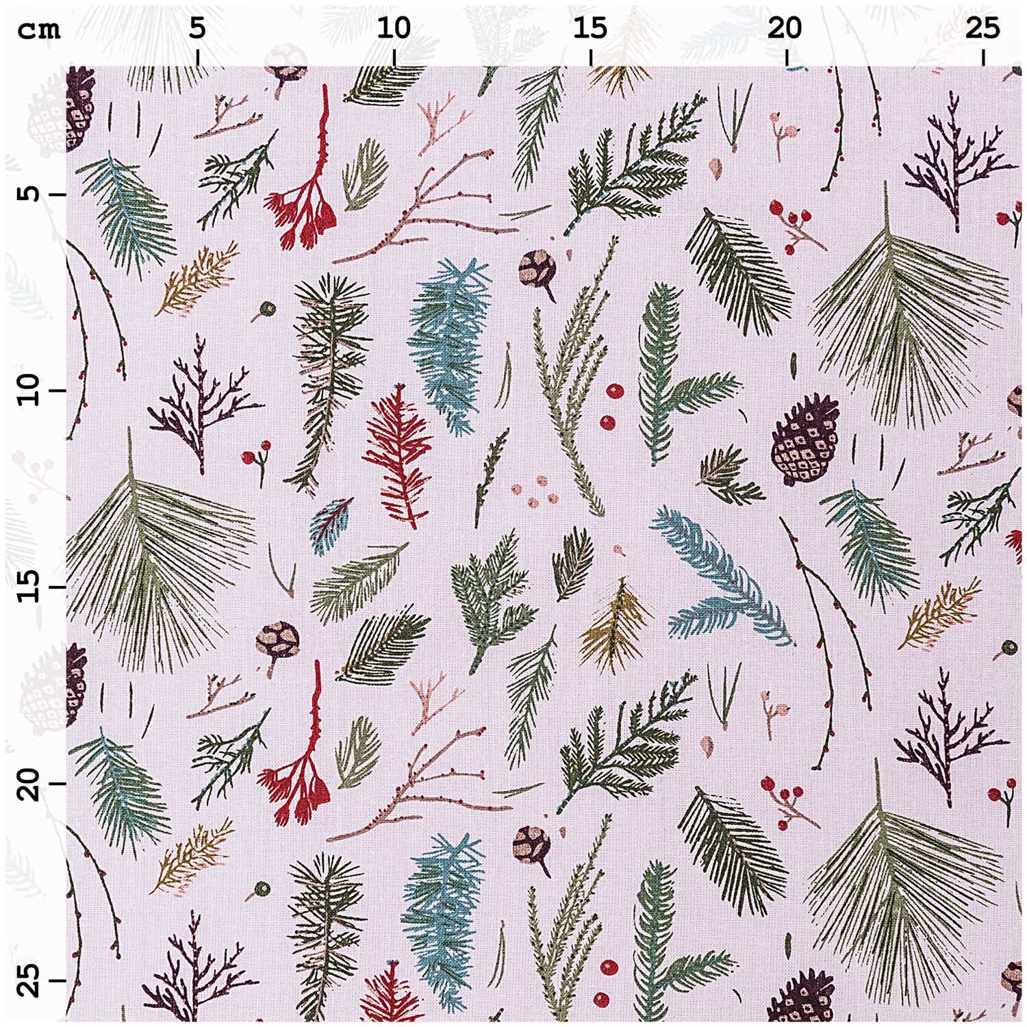 Druckstoff Nostalgic Christmas Zweige rosa 50x140cm Druckstoff Nostalgic Christmas Zweige rosa 50x140cm