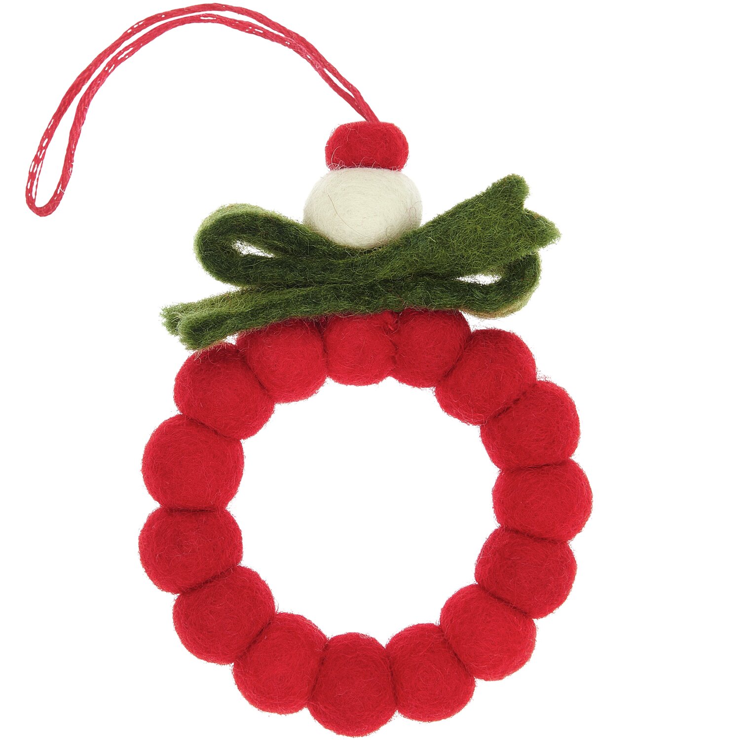 Aufhänger Filzkugeln Kranz Rot/Grün 11x8,6x2cm von Rico Design