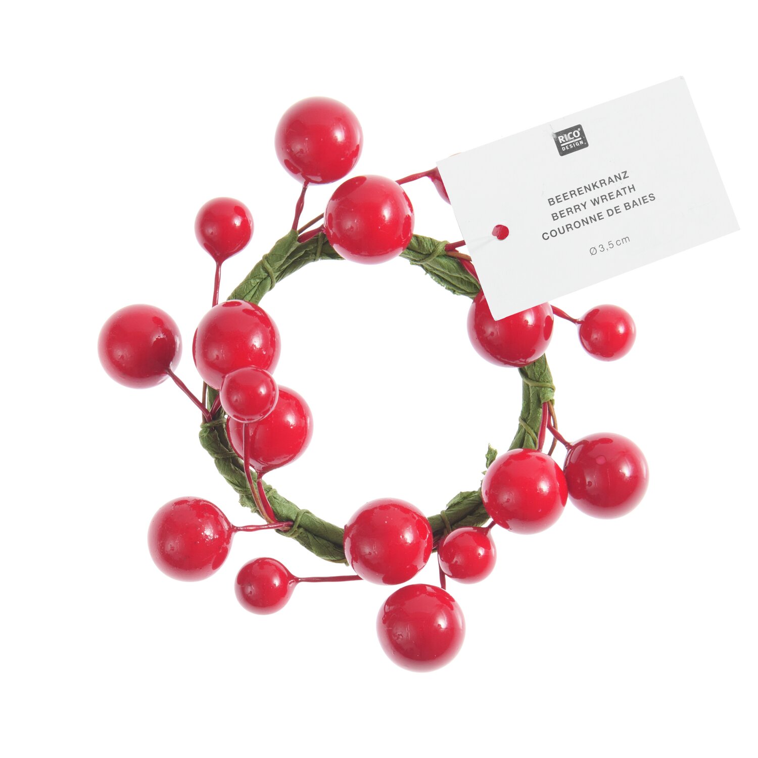 Beerenkranz Rot: Dekorativer Kranz mit roten Beeren von Rico Design, ideal für festliche Anlässe.