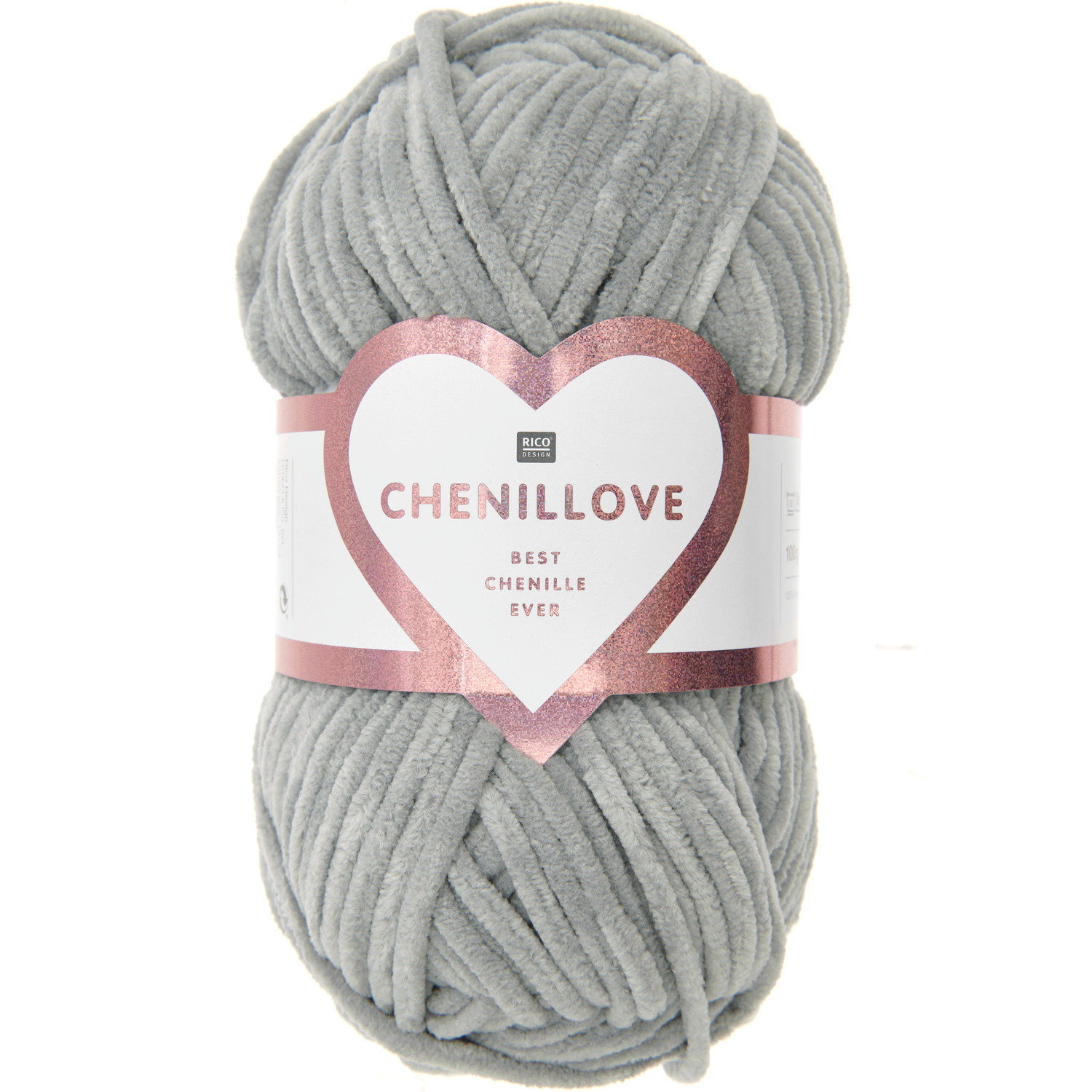 Creative Chenillove: Weiches, graues Chenille-Garn von Rico Design, 100g, ideal für Strickprojekte.