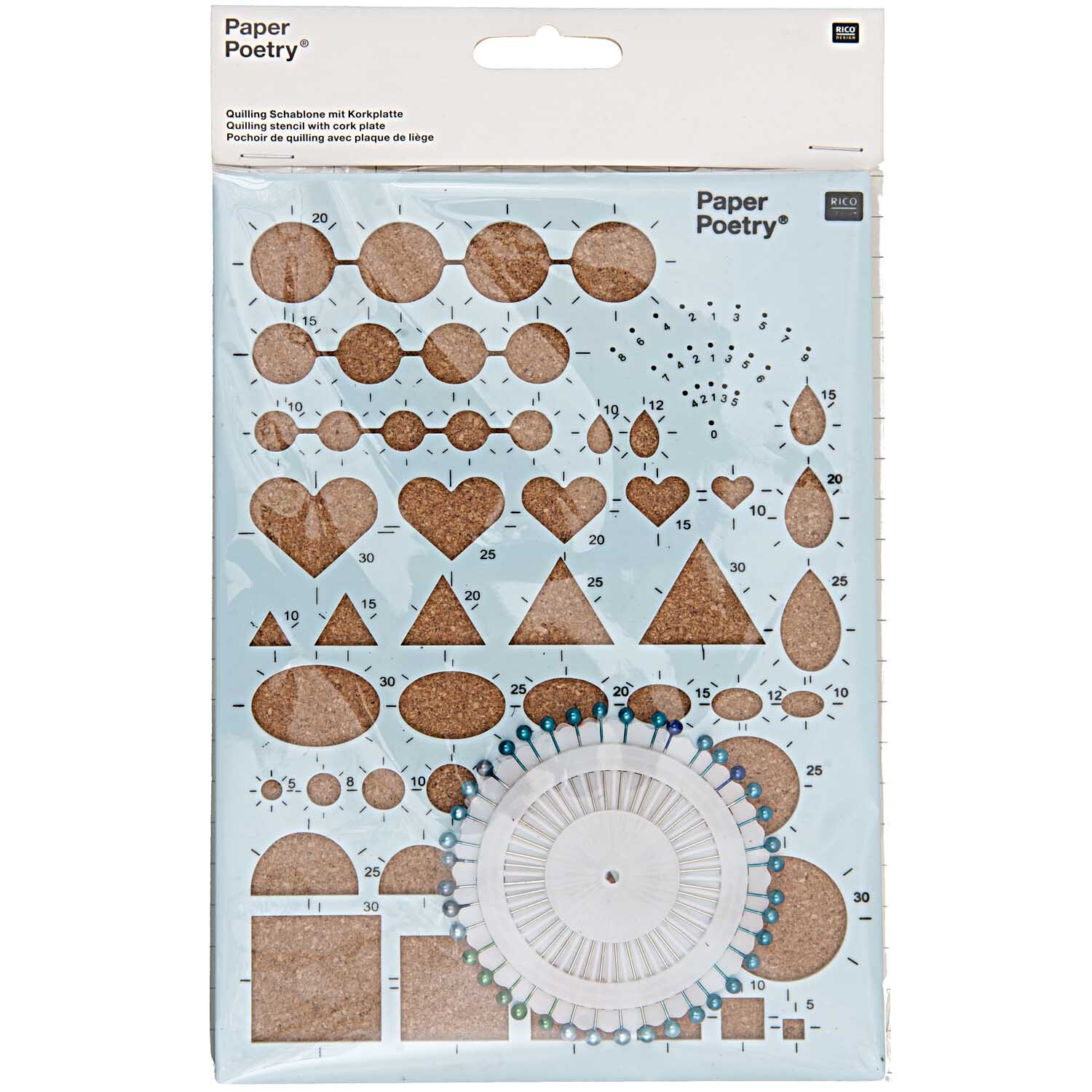 Paper Poetry Quilling Schablone mit Korkplatte Paper Poetry Quilling Schablone mit Korkplatte