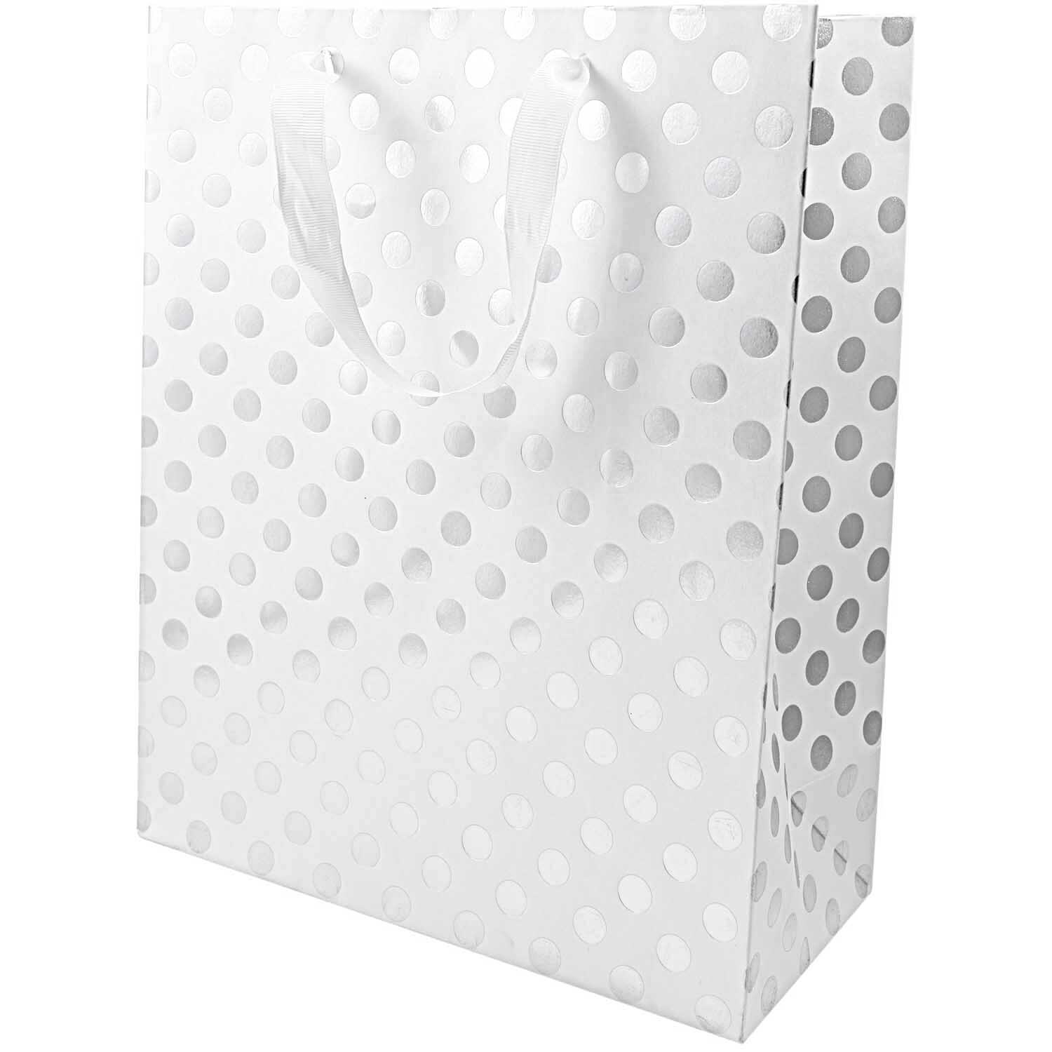 Paper Poetry Geschenktüte weiß Punkte silber 26x32x12cm Paper Poetry Geschenktüte weiß Punkte silber 26x32x12cm