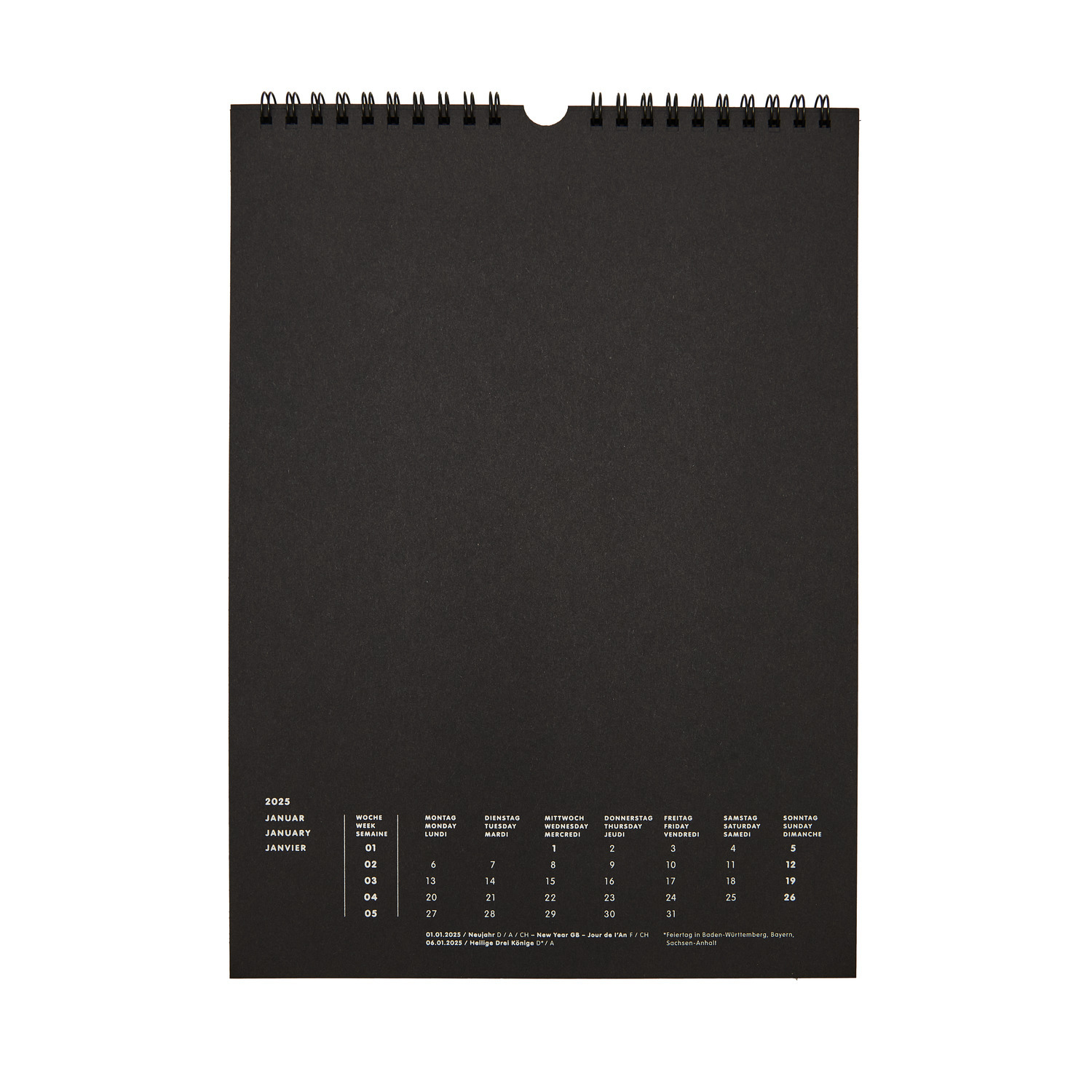 Paper Poetry Kalender 2025 DIN A4 schwarz von Rico Design Paper Poetry Kalender 2025 DIN A4 schwarz von Rico Design