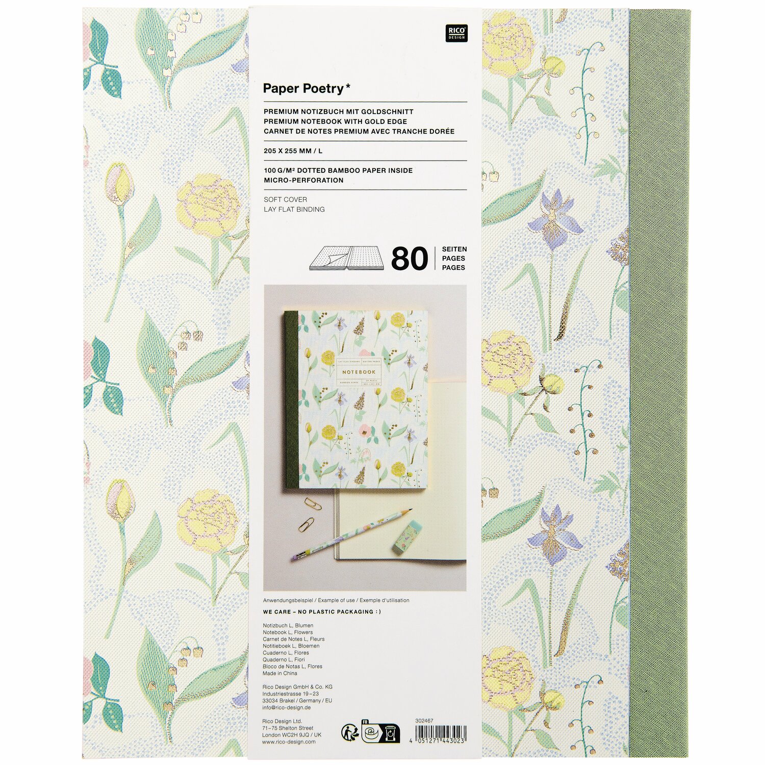 Paper Poetry Notizbuch Sky L Blumen 80 Seiten 100g/m² von Rico Design