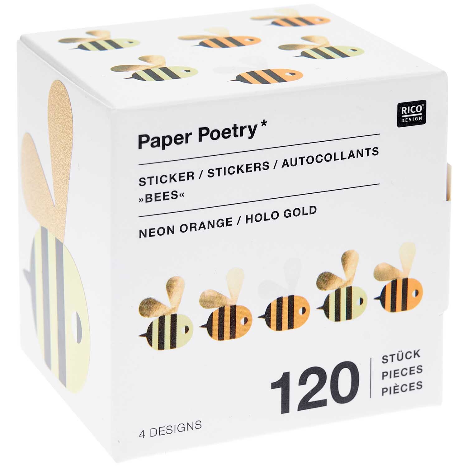 Paper Poetry Sticker Bienen Ø 5cm 120 Stück auf der Rolle von Rico Design