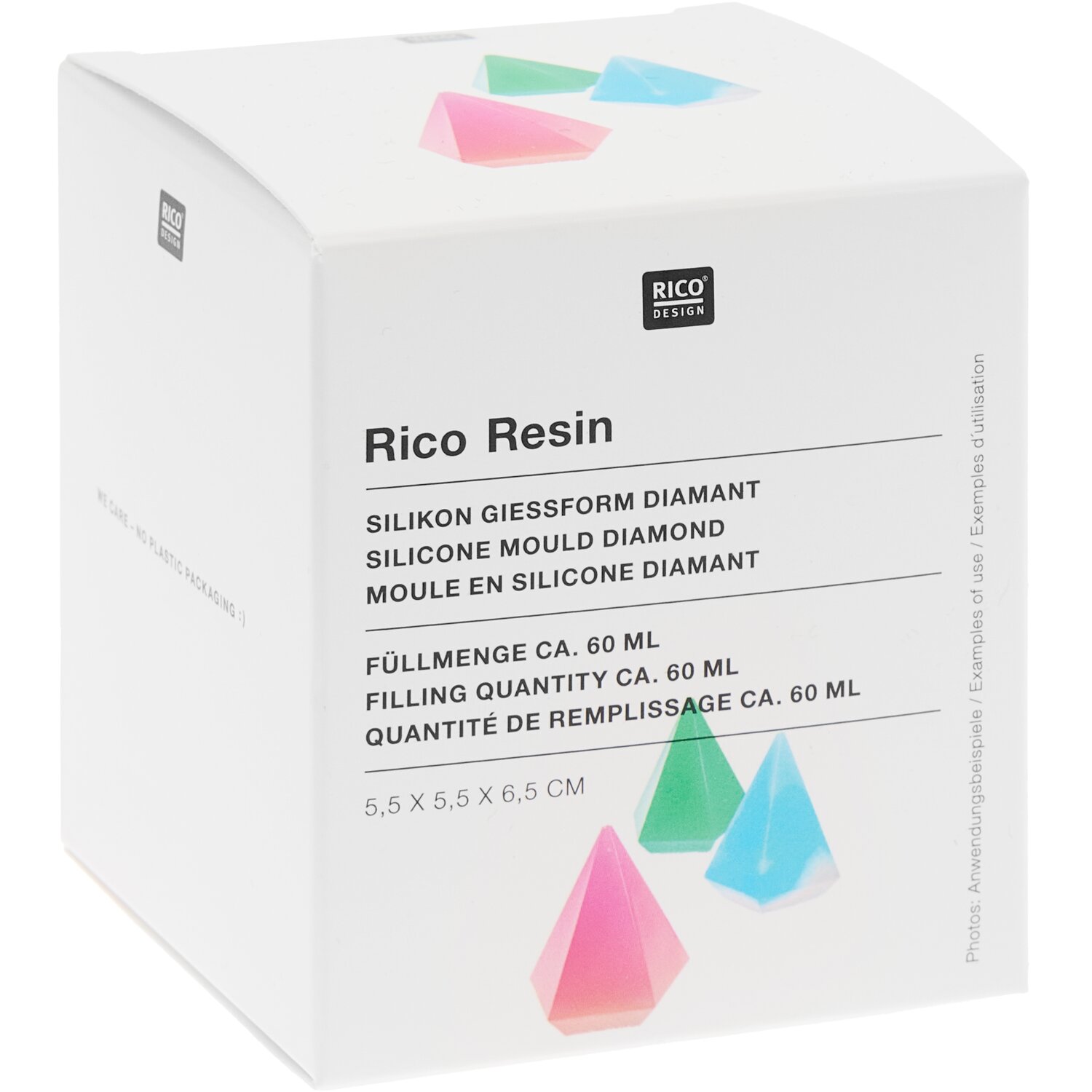 Silikon Gießform Diamant groß  5,5x5,5x6,5cm von Rico Design