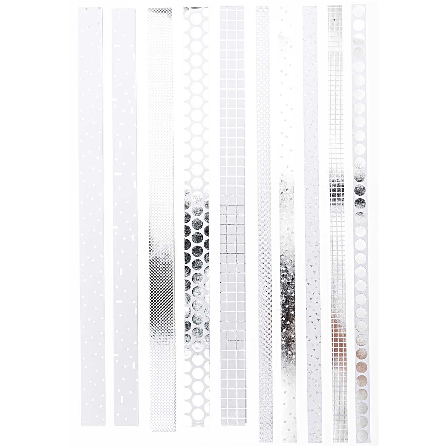Paper Poetry Fröbelstreifen Graphic weiß-silber 40 Stück