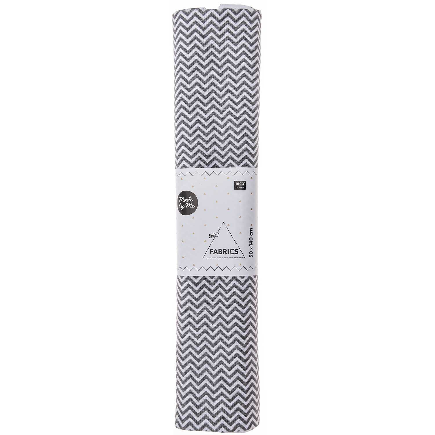Stoff Zickzack weiß-grau 50x140cm Stoff Zickzack weiß-grau 50x140cm