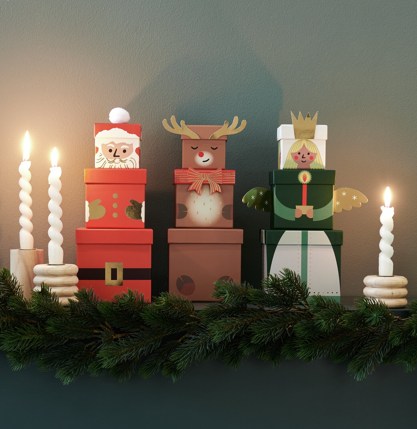 Geschenkboxen-Set Weihnachtsmann 4-teilig von Rico Design