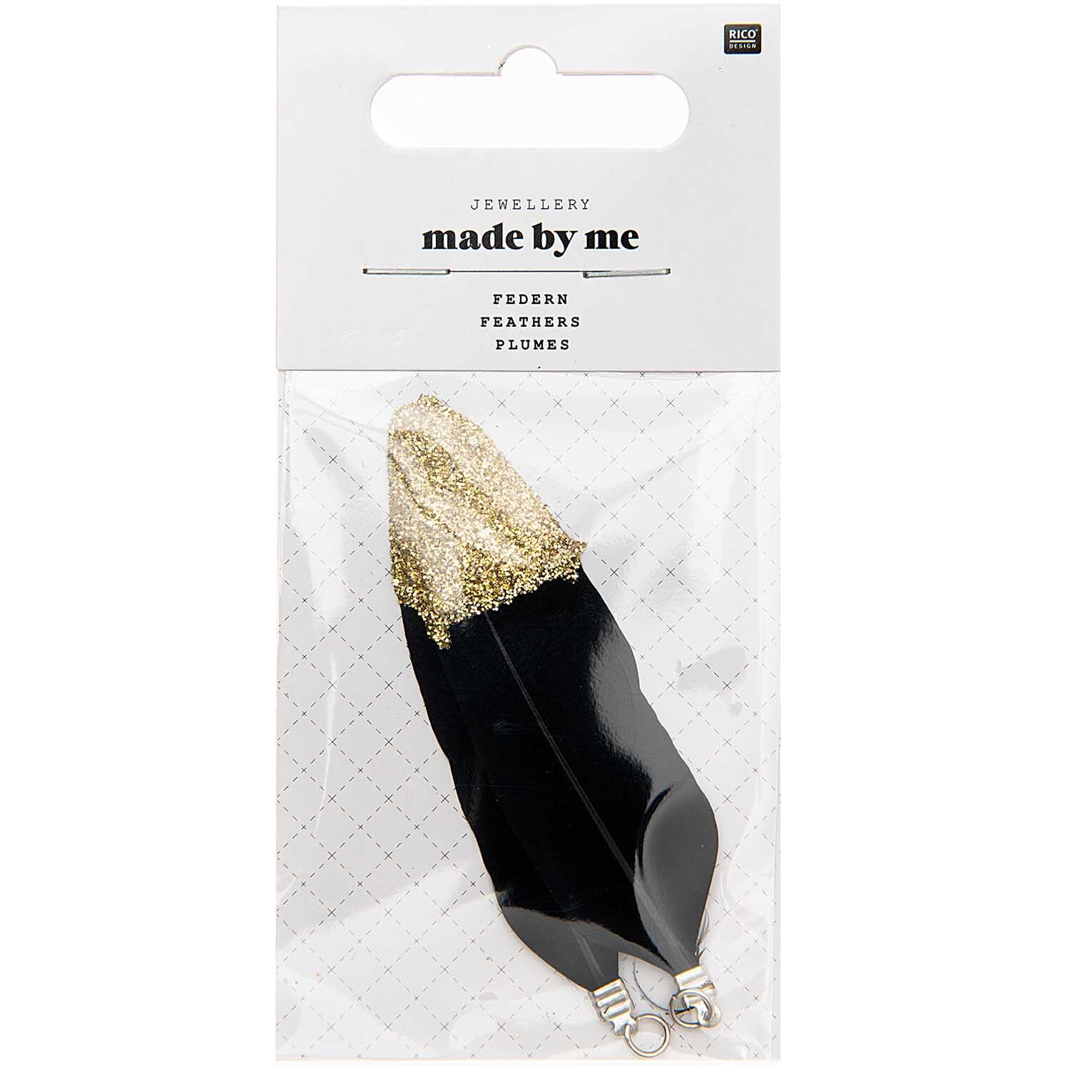 Jewellery Federn mit Öse Glitzer 2 Stück Jewellery Federn mit Öse Glitzer 2 Stück