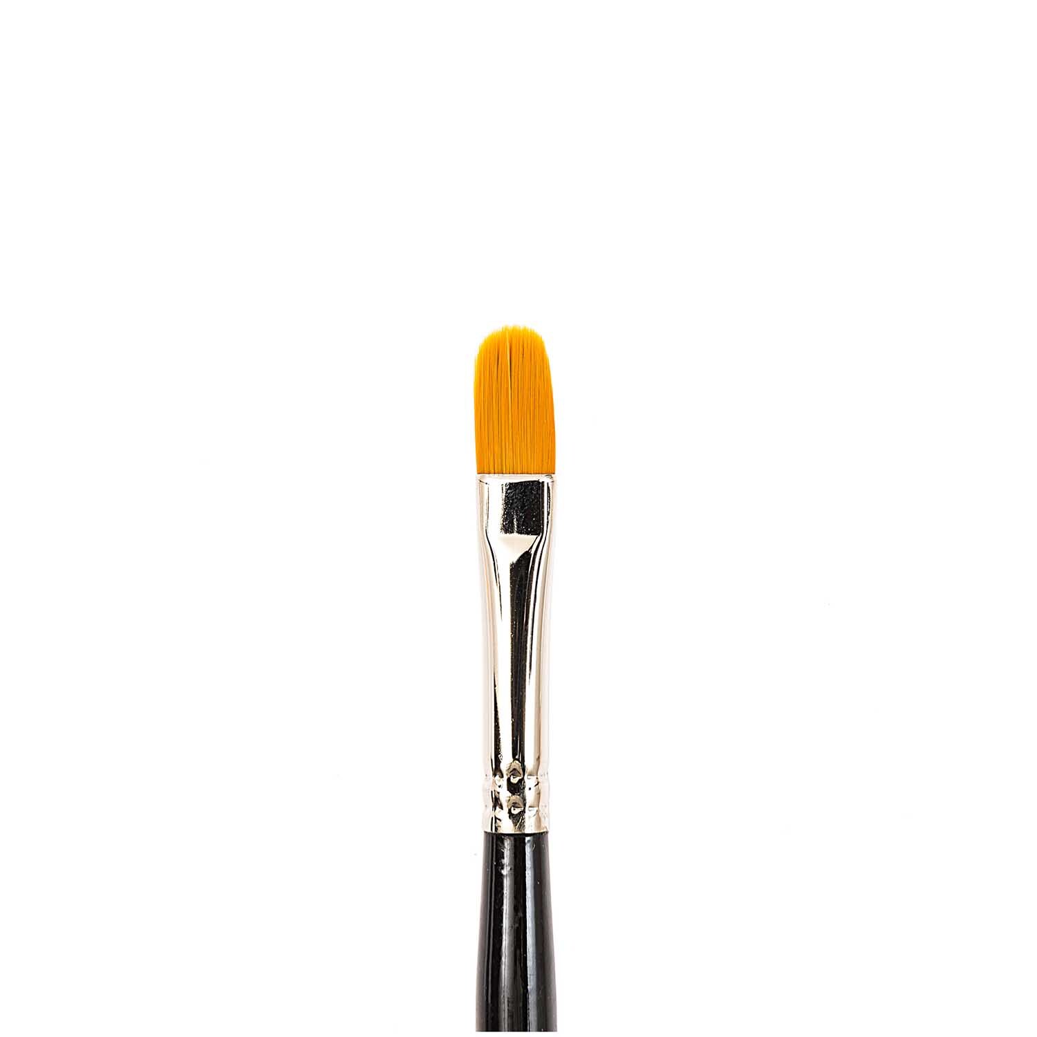 Fine Art Öl Synthetic Katzenzunge, Pinsel mit orangefarbenen Borsten und schwarzem Griff von Rico Design. Ideal für präzise Maltechniken.