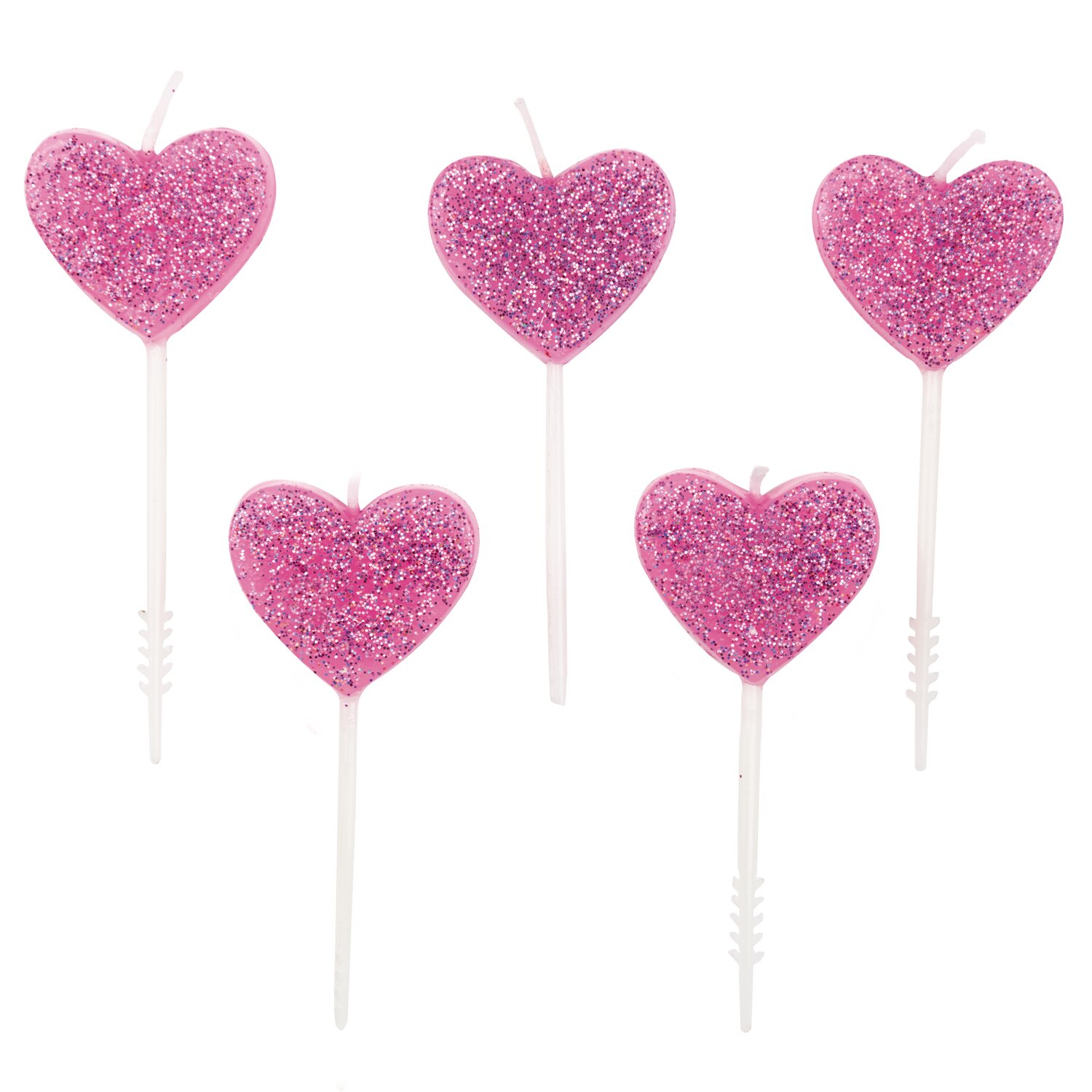 Kerzen Herzen Glitter Rosa 5 Stück von Rico Design