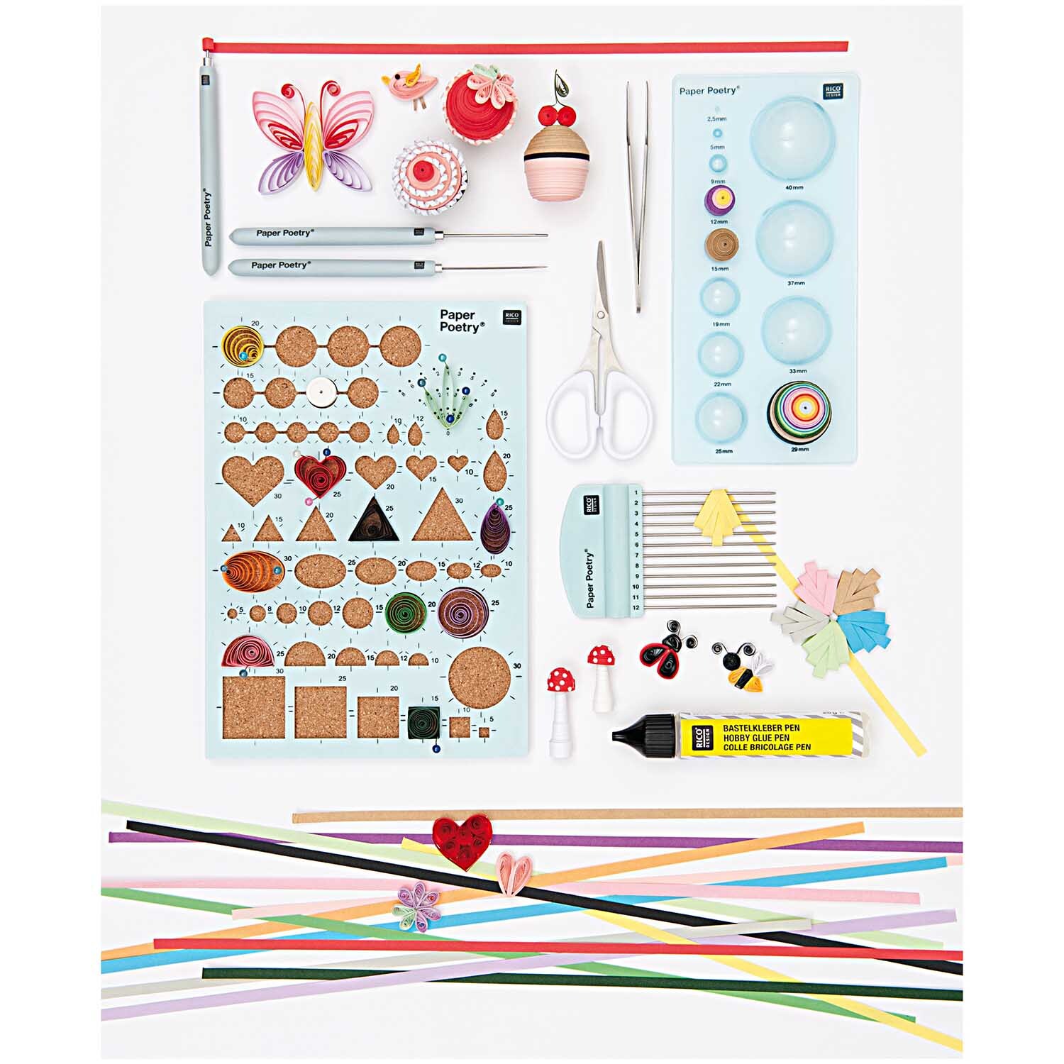 Paper Poetry Quilling Schablone mit Korkplatte Paper Poetry Quilling Schablone mit Korkplatte