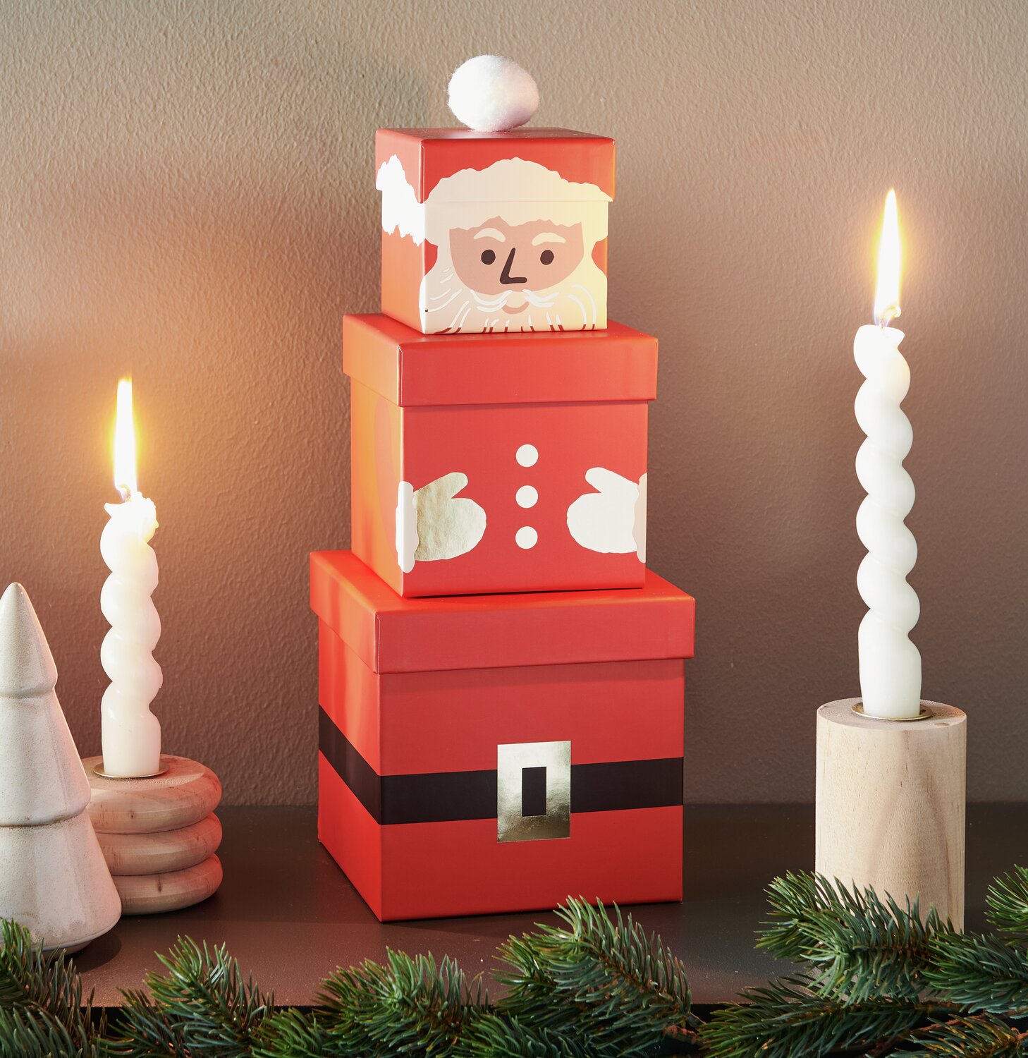 Geschenkboxen-Set Weihnachtsmann 4-teilig von Rico Design