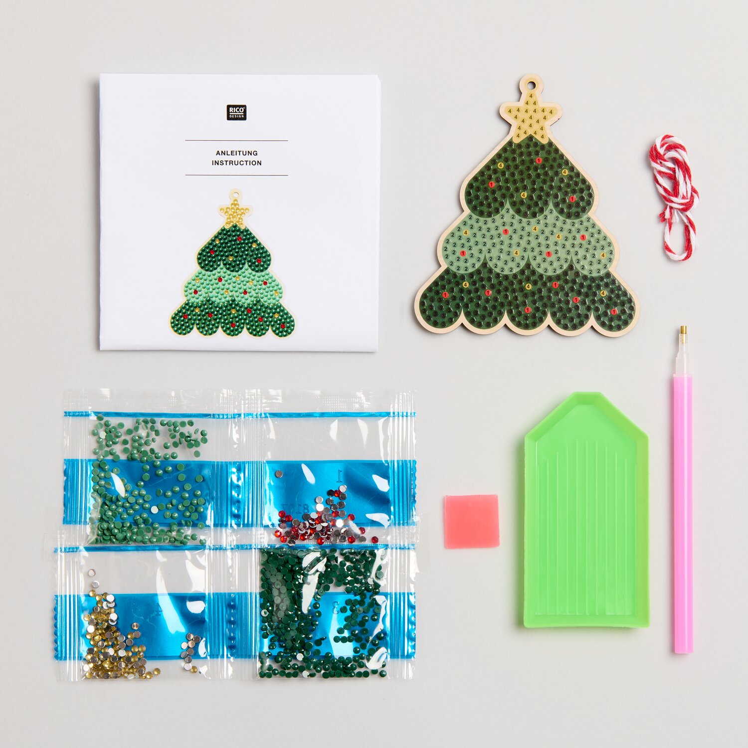 Diamond Painting DIY-Set Anhänger Weihnachtsbaum 9-teilig von Rico Design
