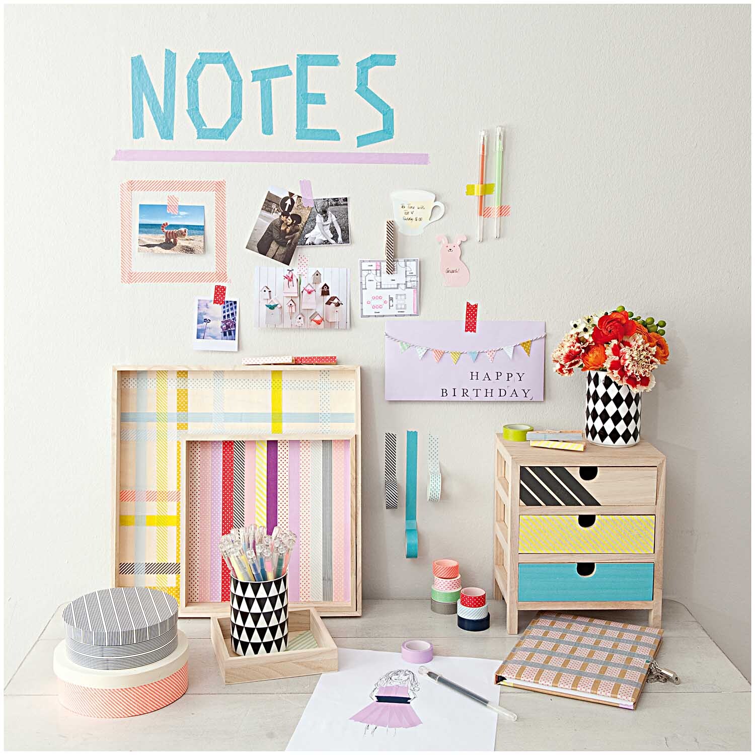 Tape Weiß-Neonrot gestreift 15mm 10m von Rico Design