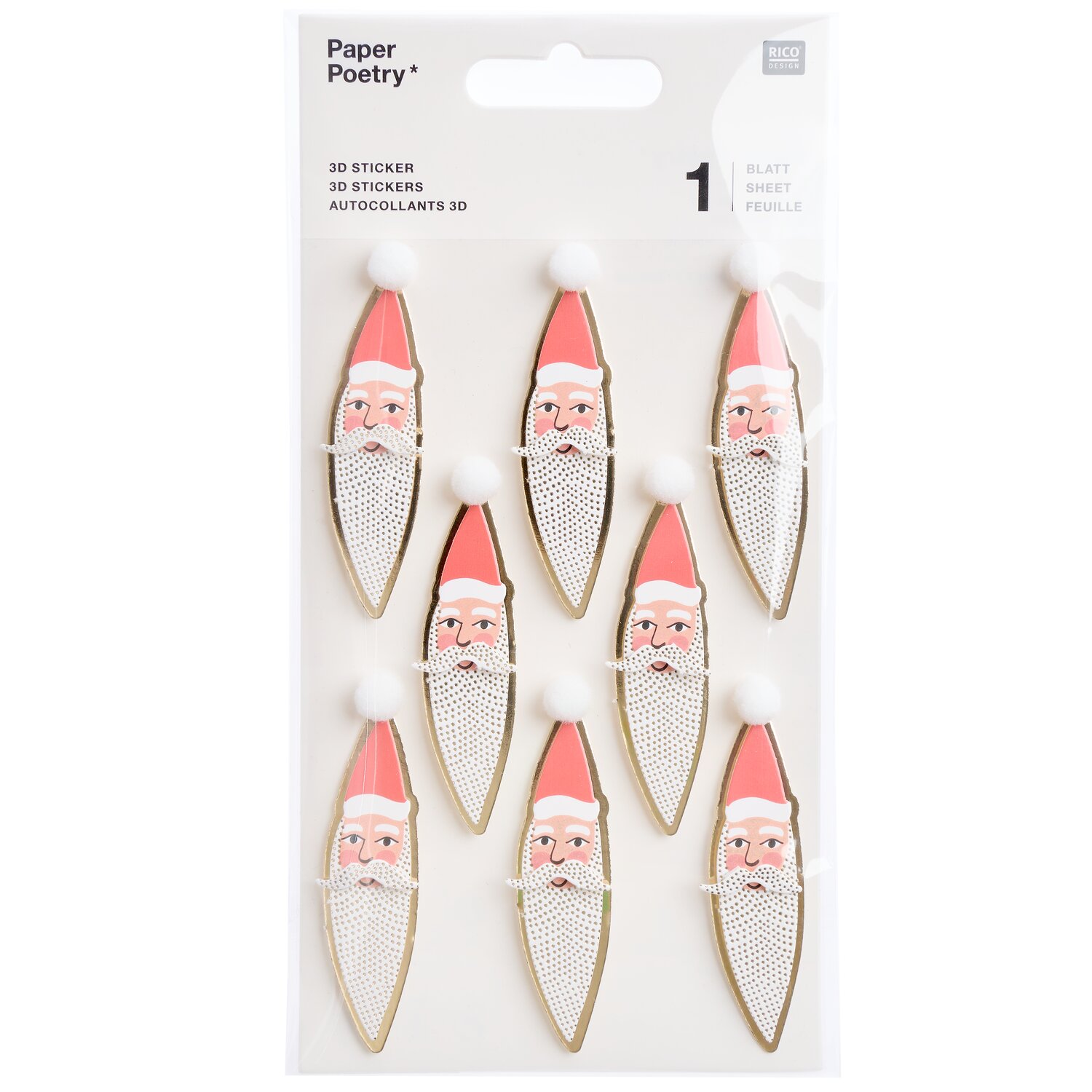 Paper Poetry 3D Sticker Advent Weihnachtsmann 1 Bogen von Rico Design