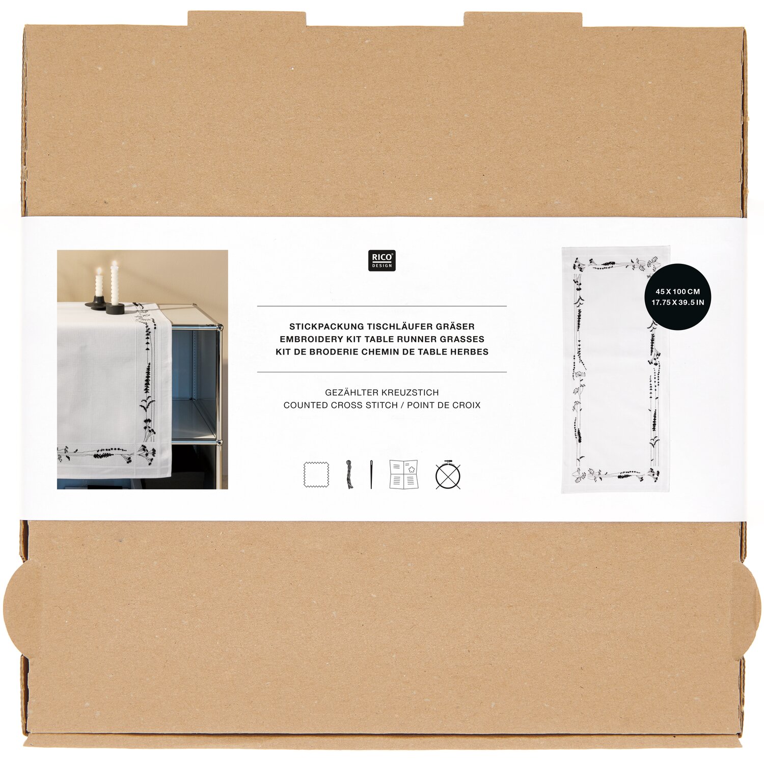 Stickpackung Gezählter Kreuzstich Gräser 45x100cm von Rico Design