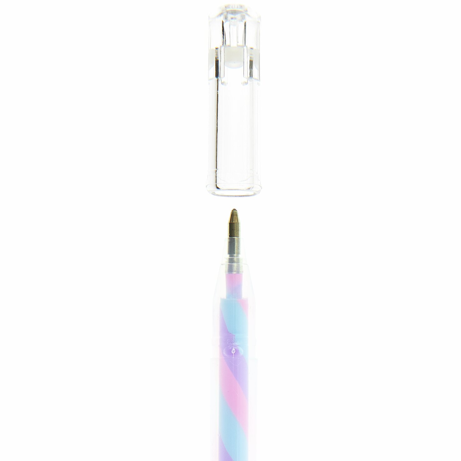 Gelstift Neon-Twist mit 0,8mm Spitze, in Blau, Lila und Pink. Transparent abnehmbarer Deckel.