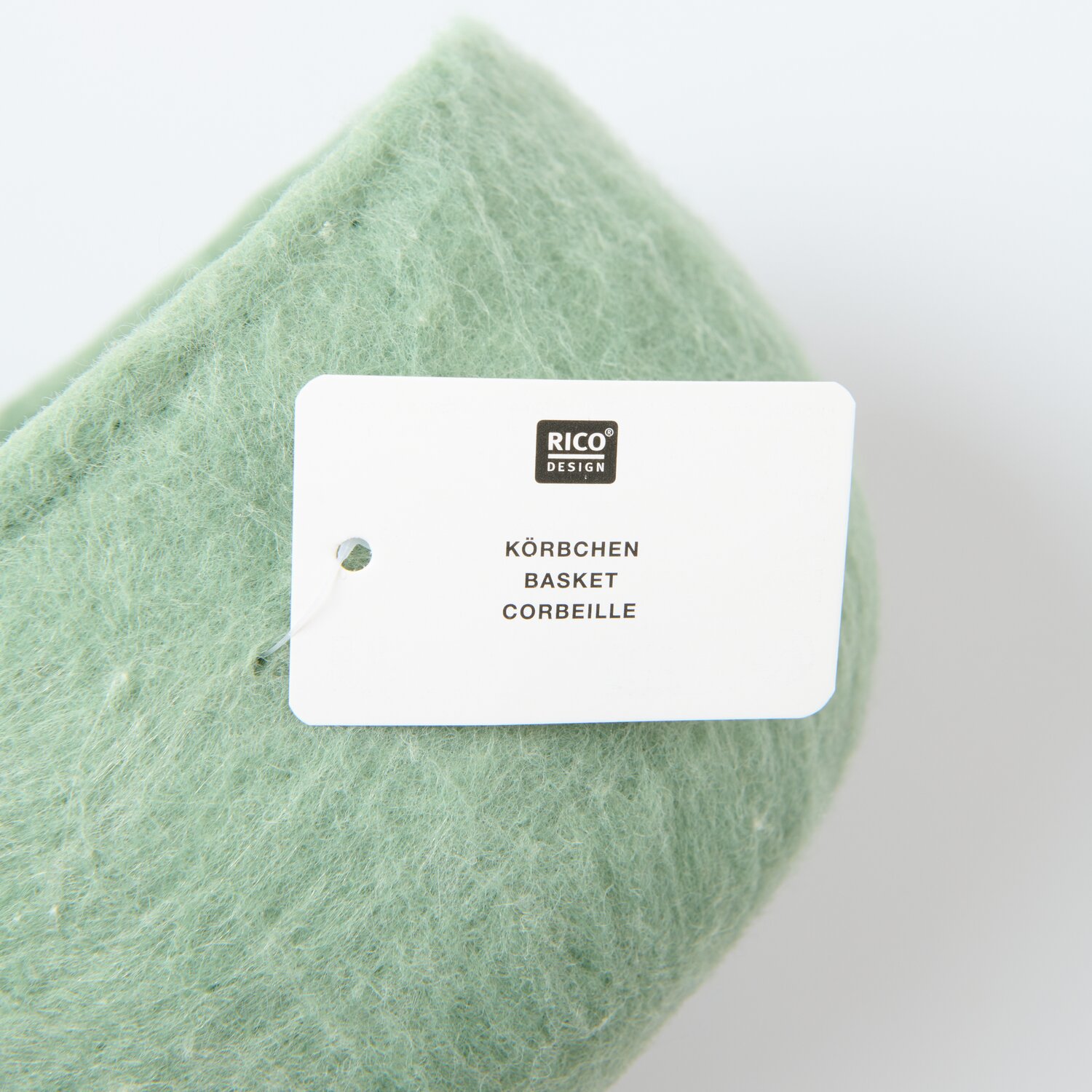 Filz-Körbchen rund in sanftem Grün von Rico Design, ideal für Dekorationen, 9,5x16x16cm.