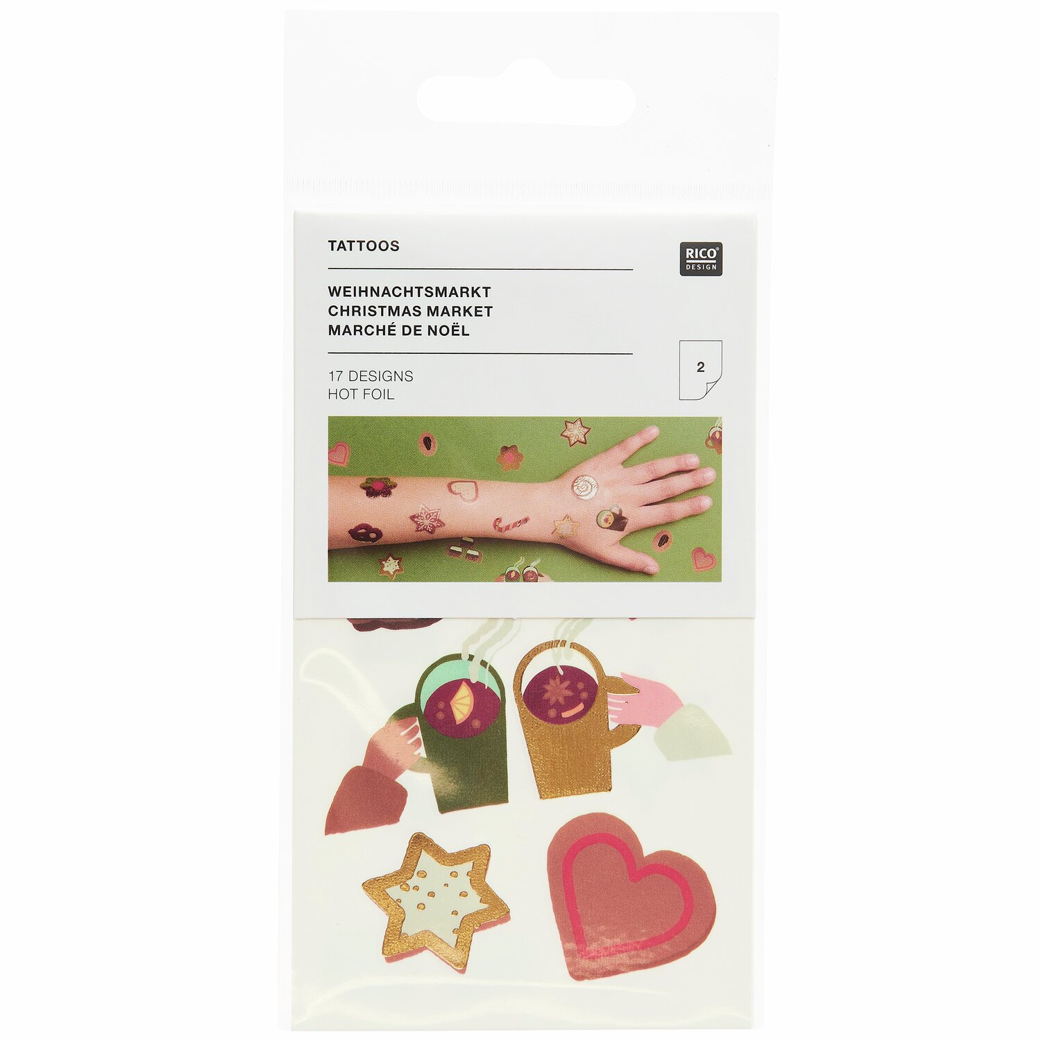 Tattoos Weihnachtsmarkt 2 Bögen von Rico Design