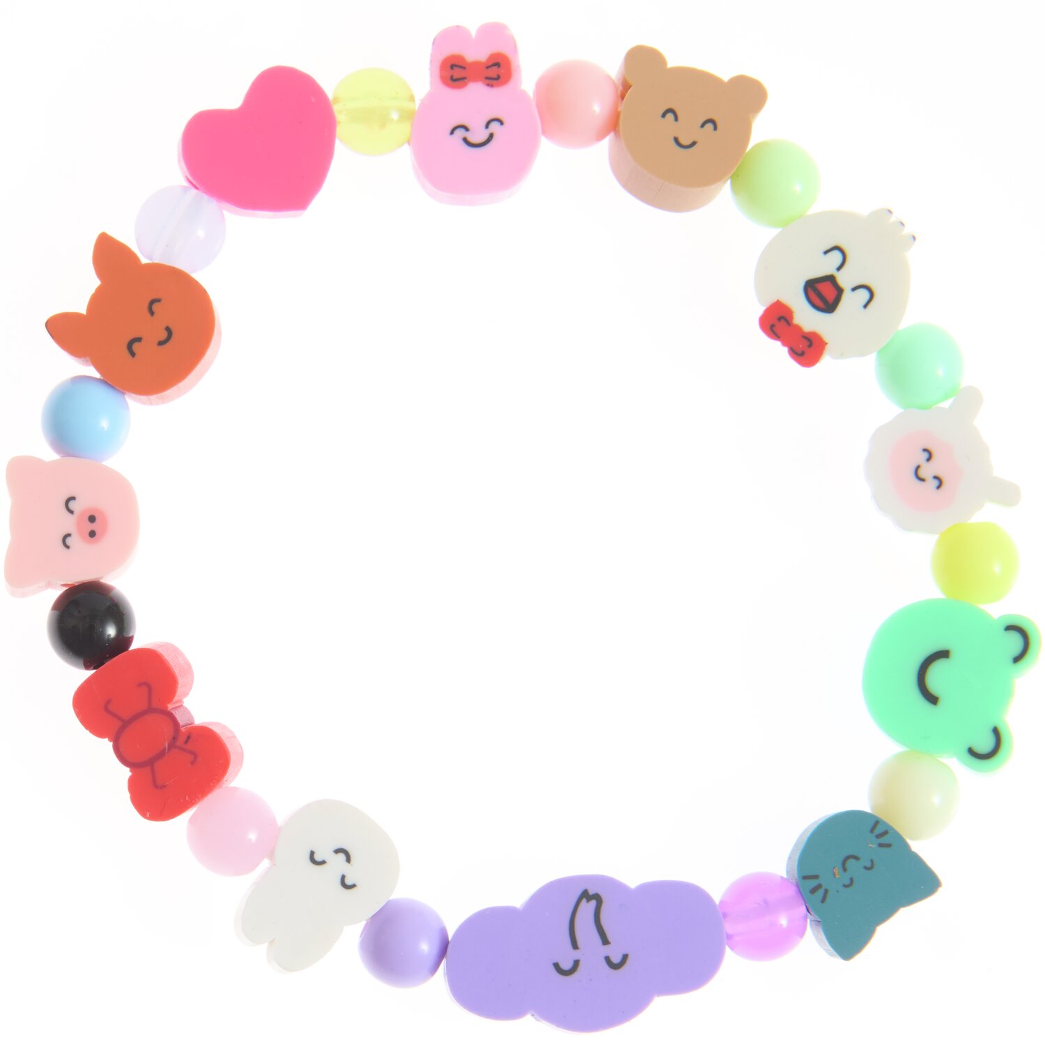 Mini Perlen Armband Set Chingu Animals mit bunten Tiermotiven und Herzanhänger, ideal für Kinder.