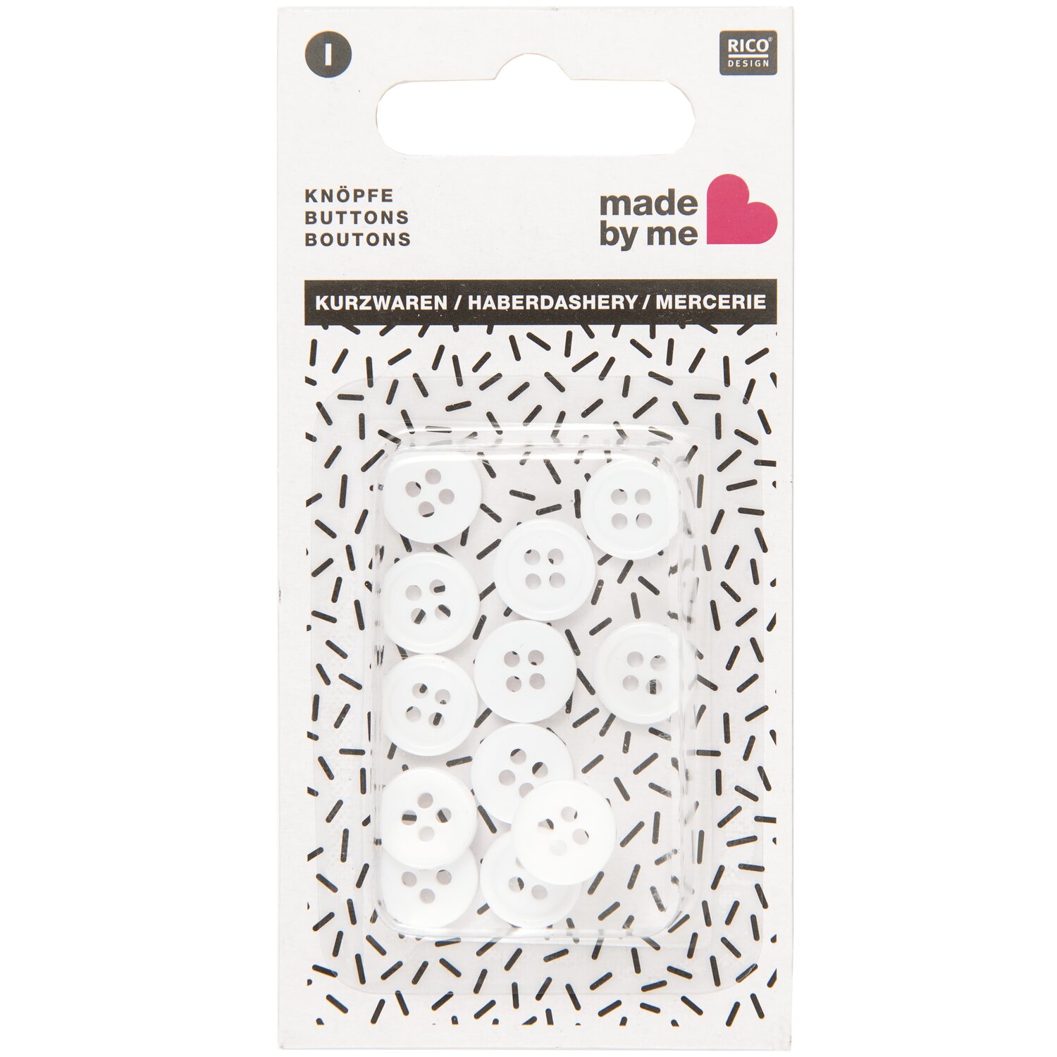 Knopf weiß 11mm 12 Stück von Rico Design