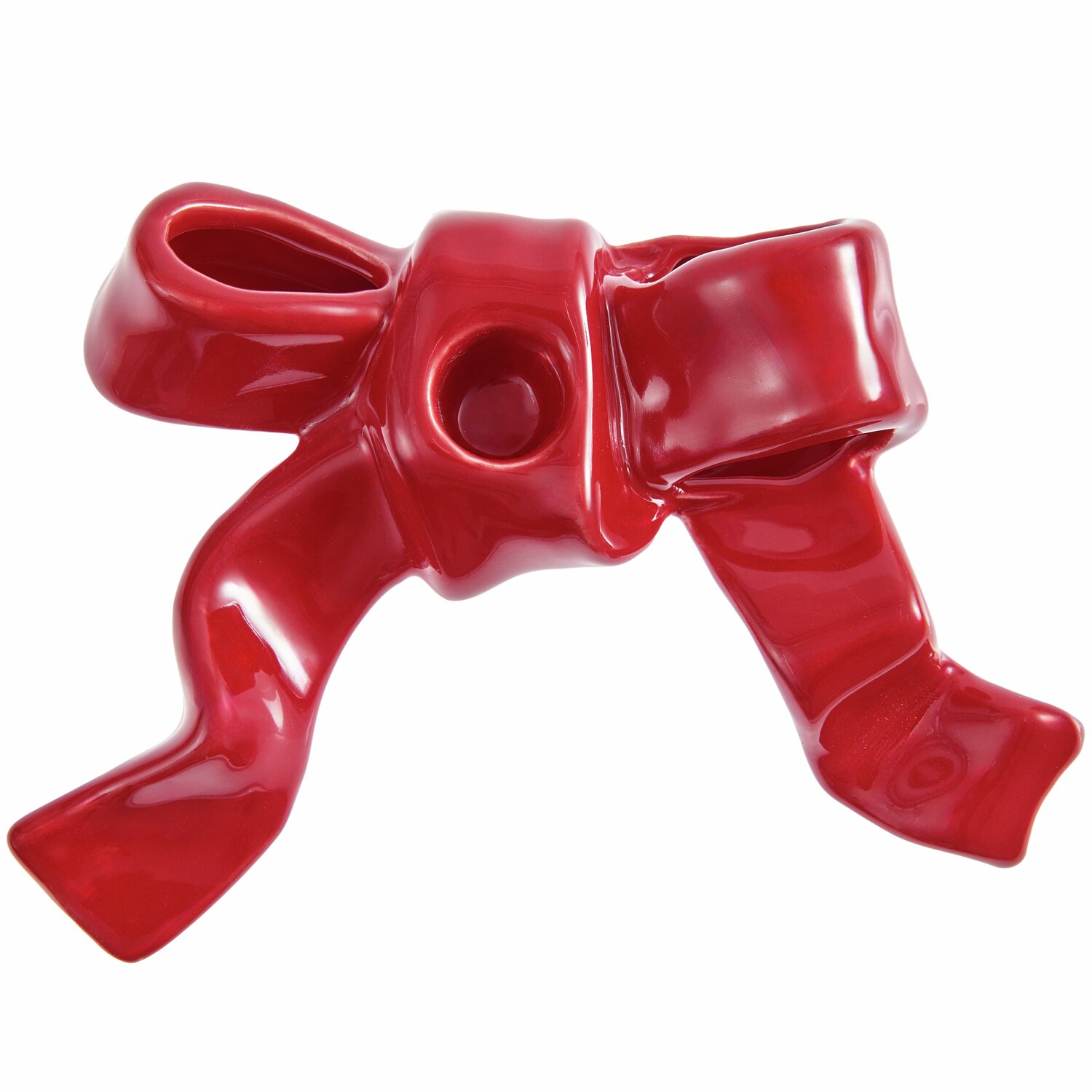 Keramik Kerzenhalter Schleife in leuchtendem Rot, elegant gestaltet von Rico Design, ideal für stilvolle Dekorationen.