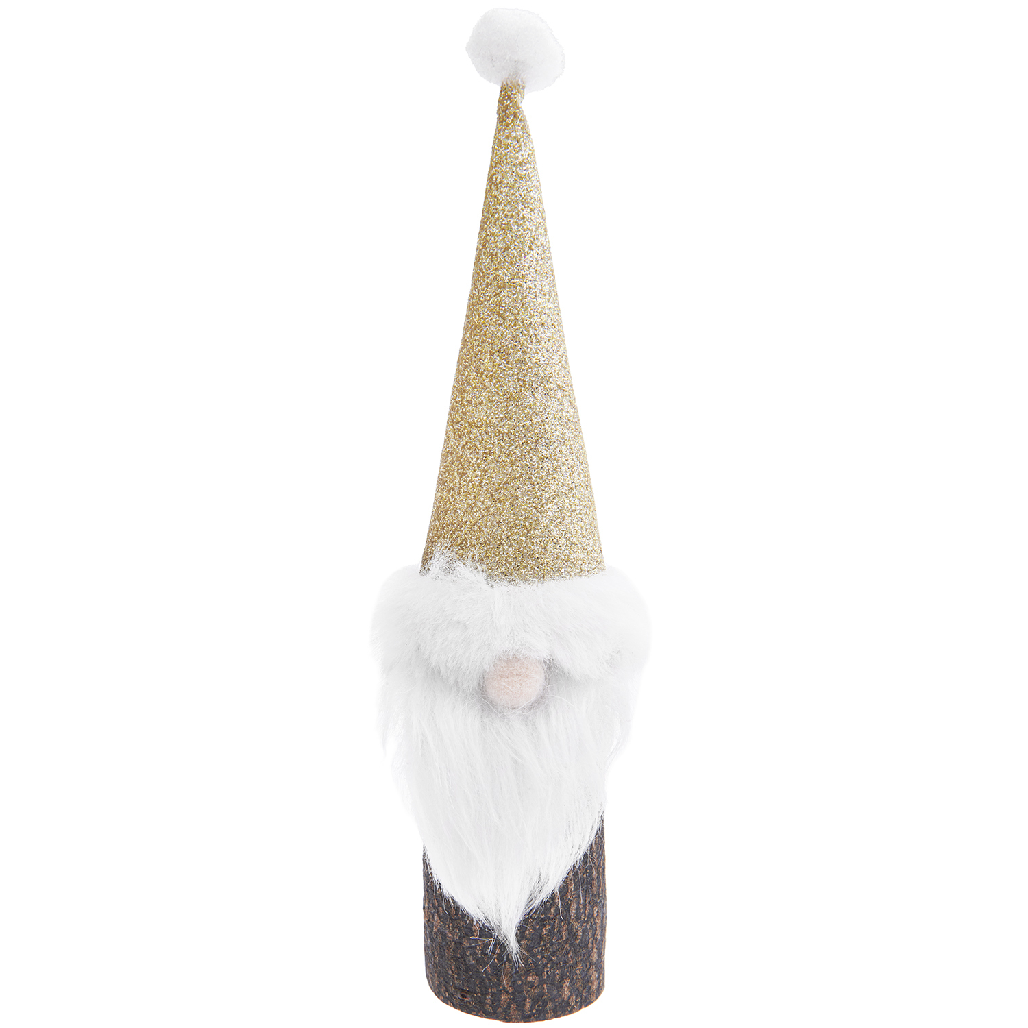 Baumstamm-Wichtel mit Hut gold 4x19cm Baumstamm-Wichtel mit Hut gold 4x19cm
