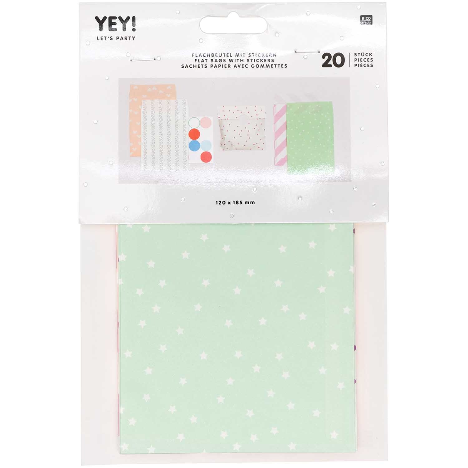 Flachbeutel mit Stickern 120x185mm 20 Stück Farbe Design Mix von Rico Design