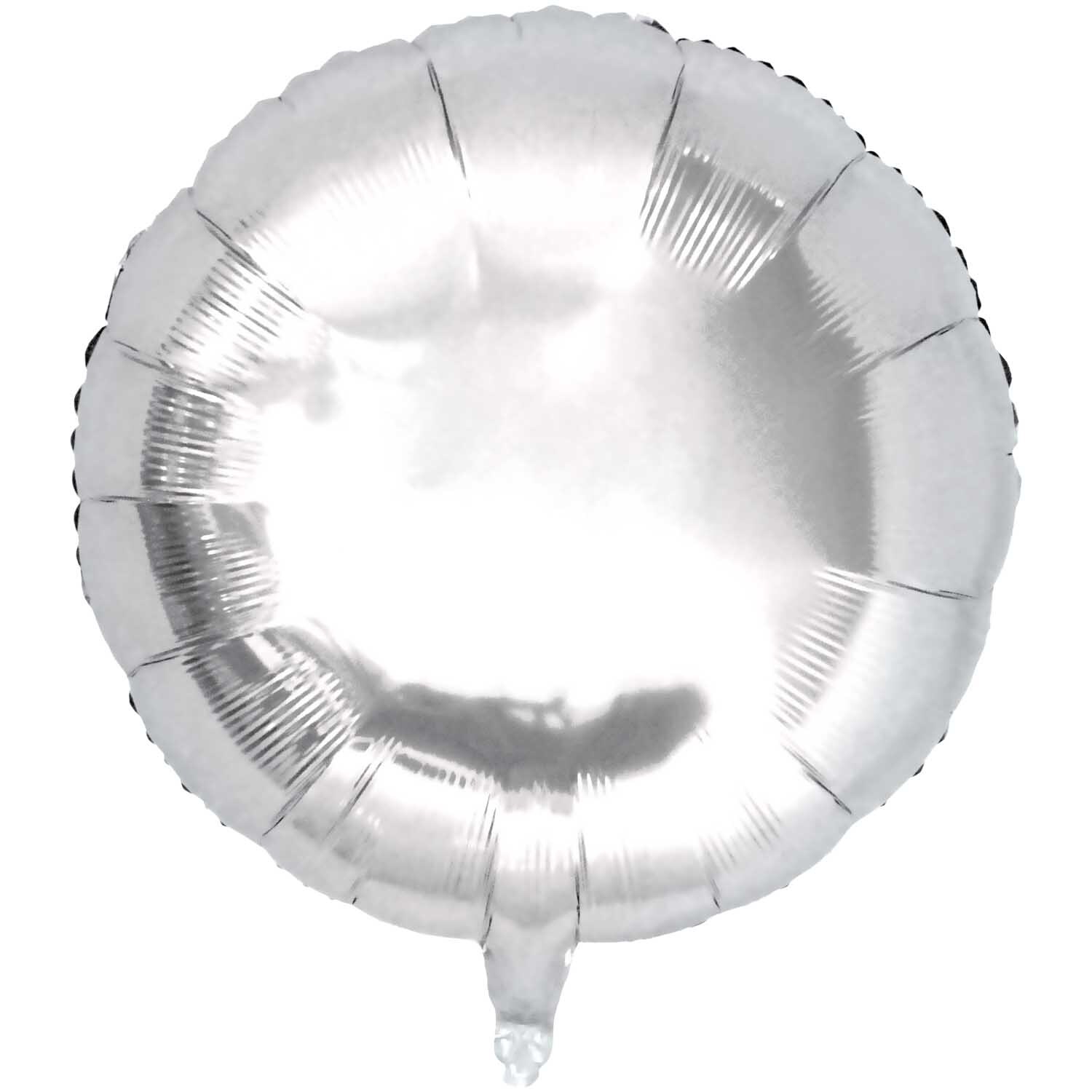 Folienballon rund 36cm in glänzendem Silber von Rico Design, ideal für festliche Anlässe.