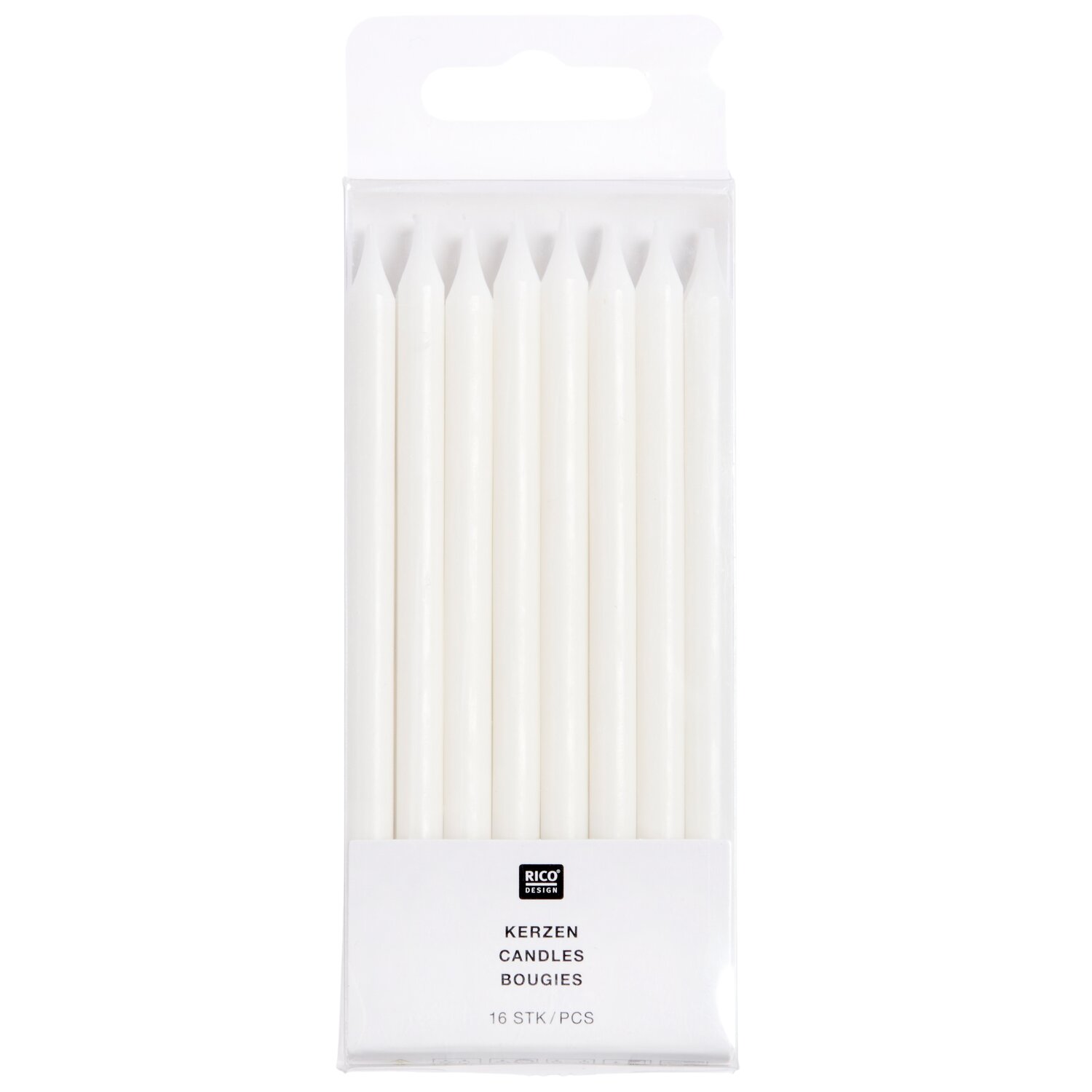 Kerzen lang 12cm 16 Stück Farbe Weiß von Rico Design