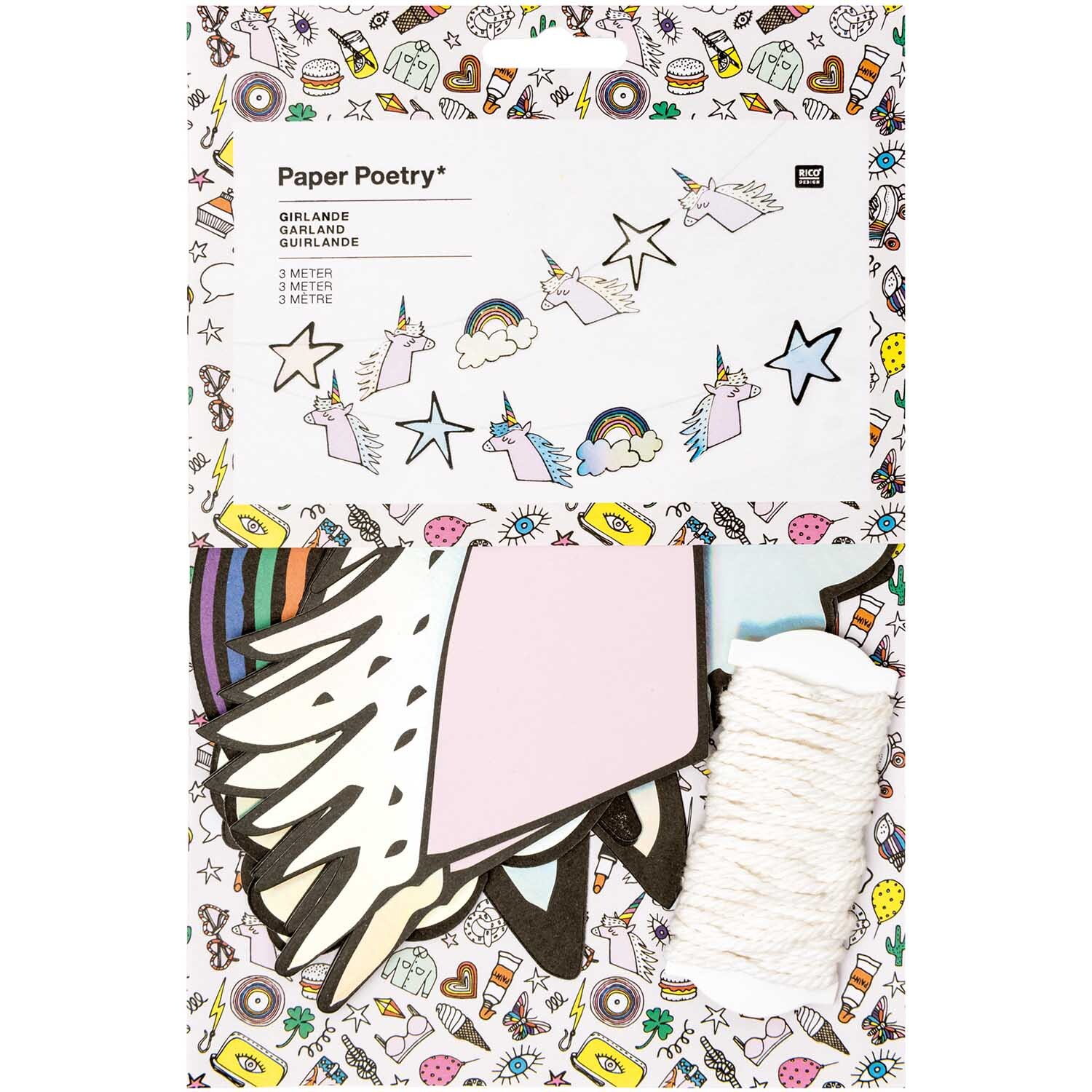 Paper Poetry Girlande Einhorn 3m von Rico Design