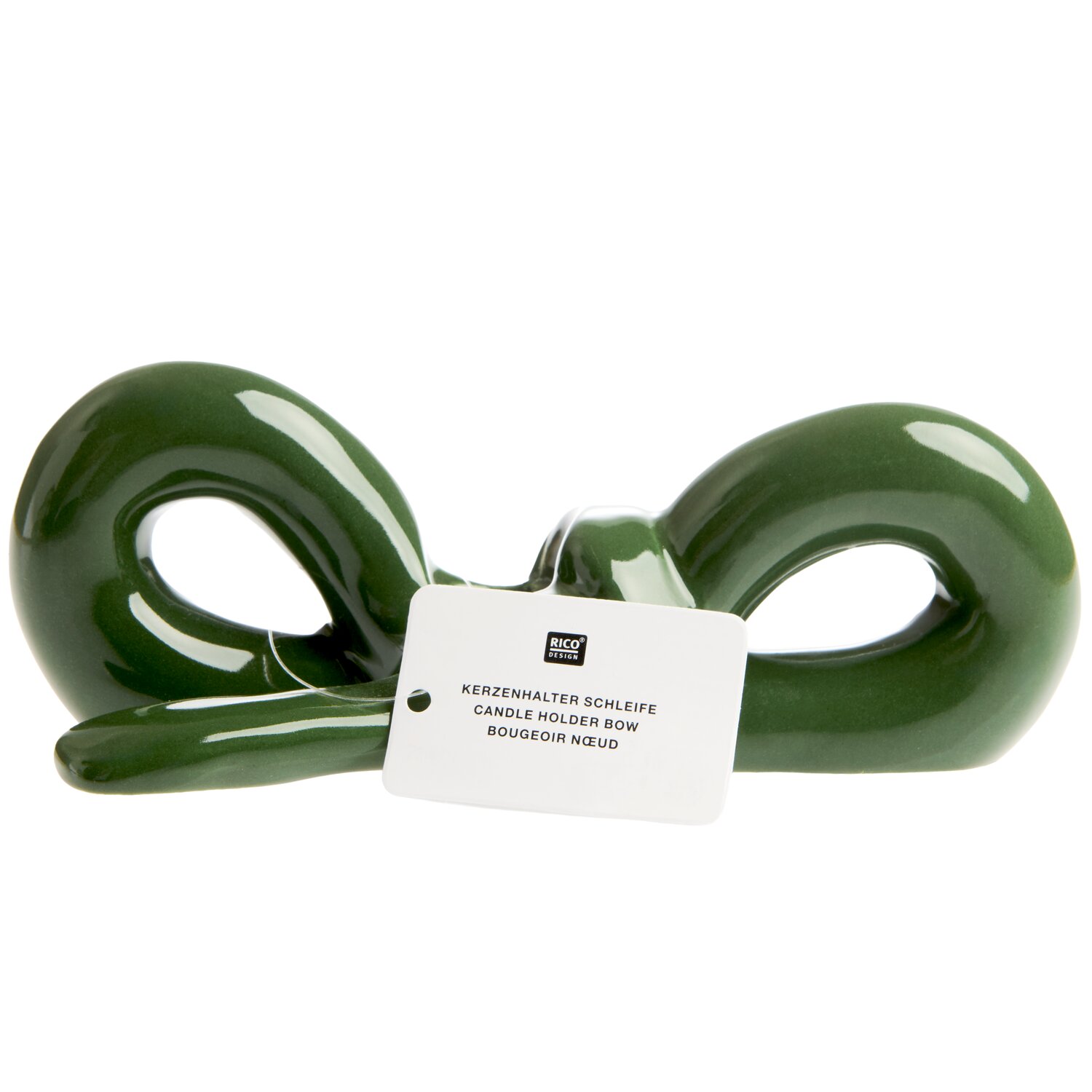Keramik Kerzenhalter Schleife 18,2x6,6x7cm Farbe Grün von Rico Design