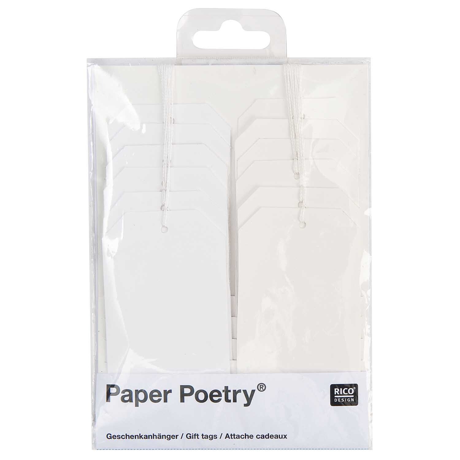 Paper Poetry Geschenkanhänger weiß-ecru 12 Stück von Rico Design