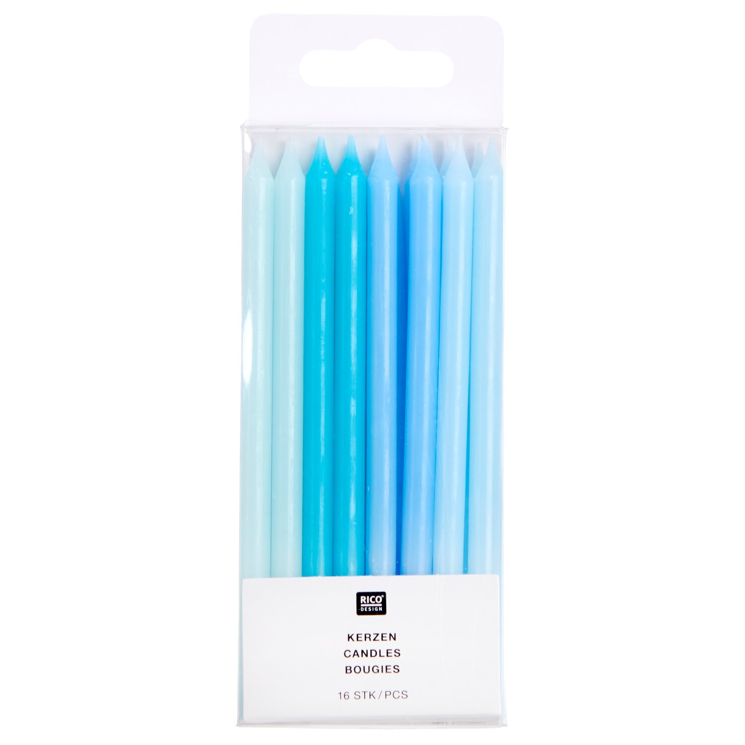 Kerzen lang 12cm 16 Stück Farbe Aqua von Rico Design